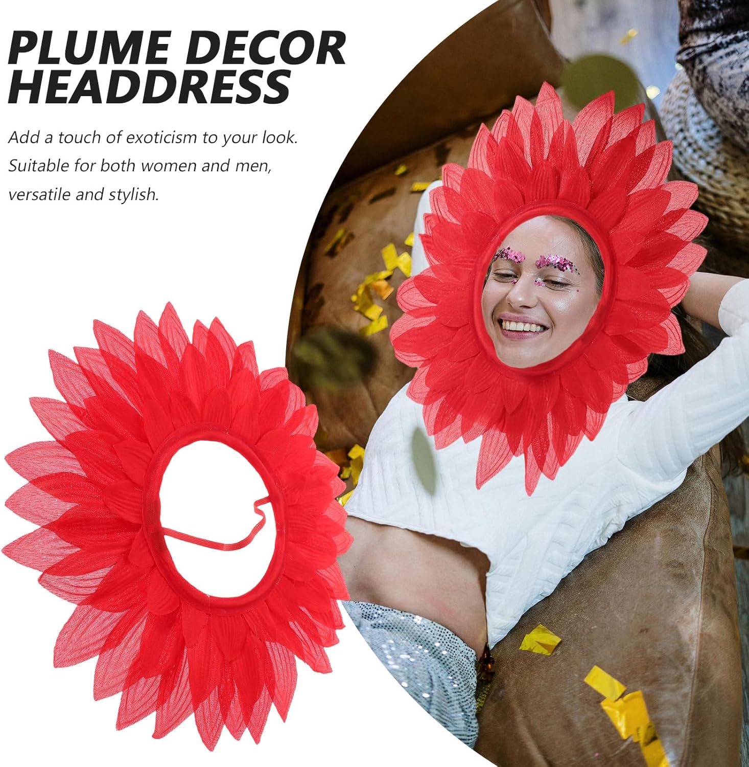 Luxshiny Red Flower Costume Headpiece Party Hat