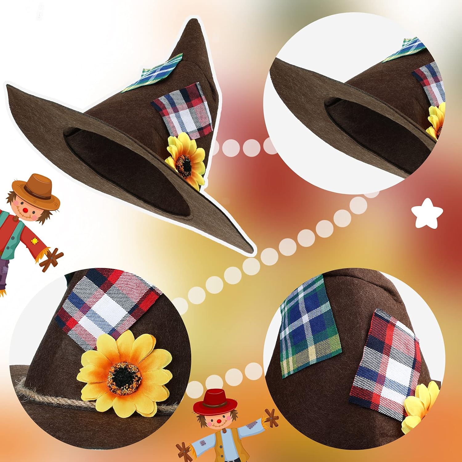 SATINIOR 6-Piece Scarecrow Costume for Kids