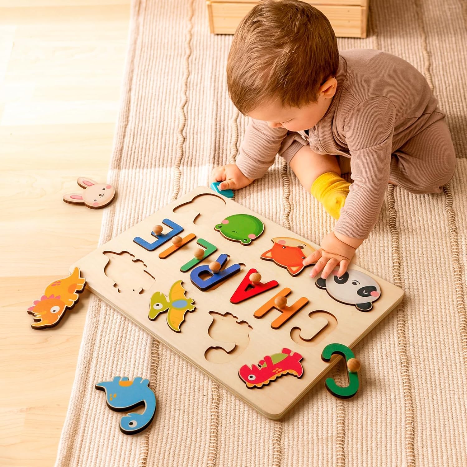 Customizedbee Personalized Wooden Name Puzzle for Toddlers 1-3