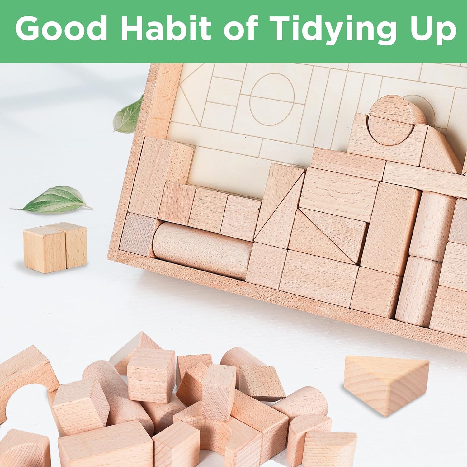 iPlay iLearn Wooden Block Set for Kids 3