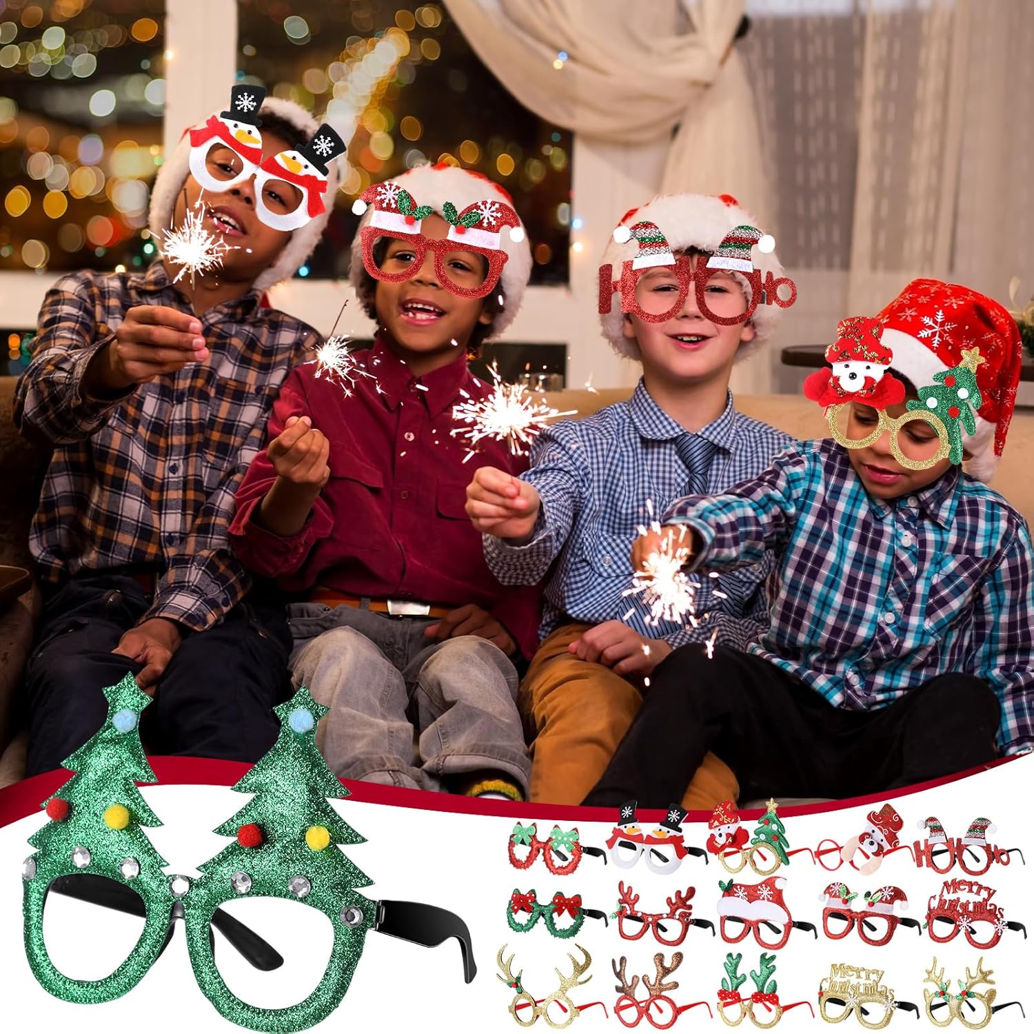 Kanayu 80 Pair Christmas Fun Glasses for Kids