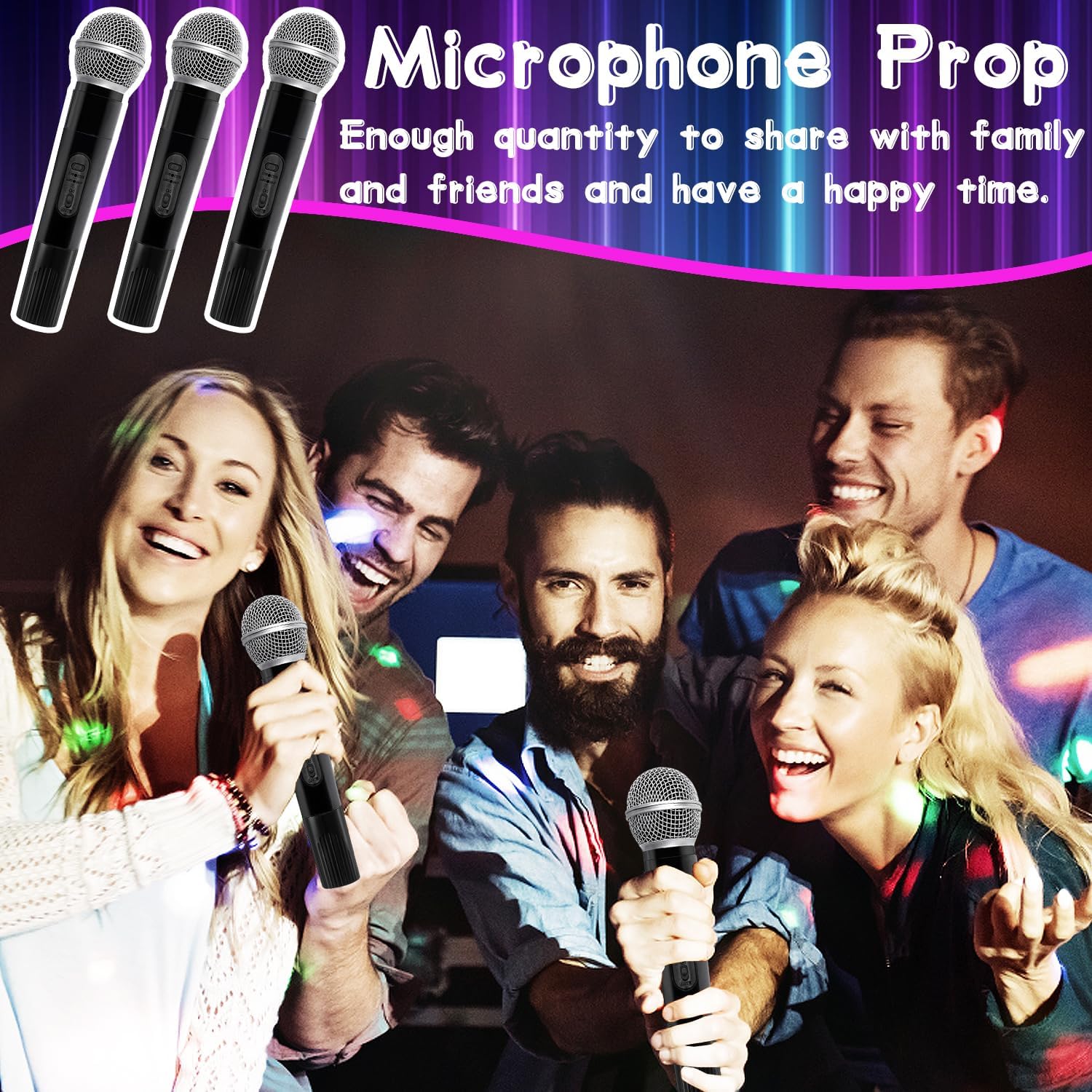 3PCS Fake Microphone Toy for Kids - Halloween Birthday Karaoke Costume Prop
