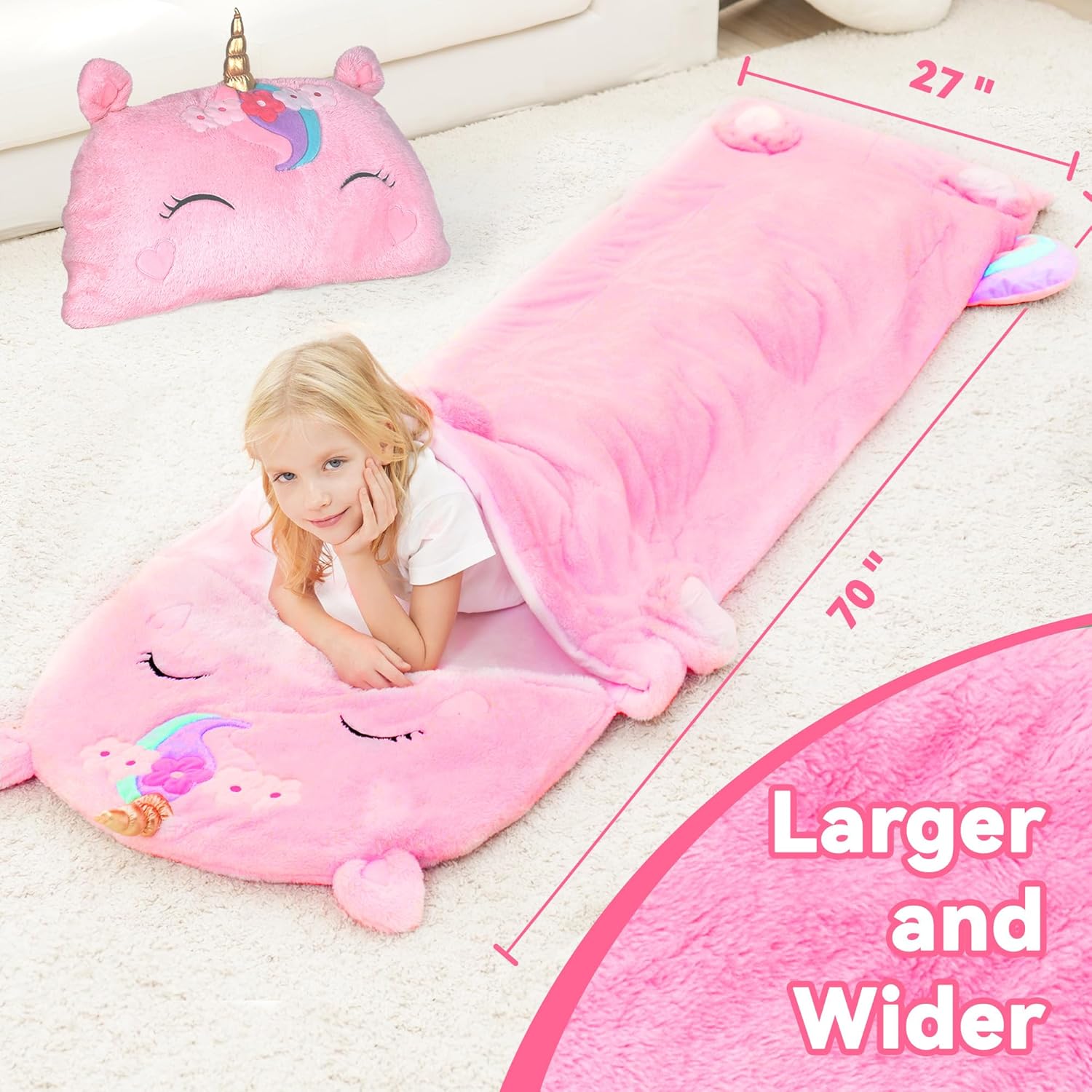 iPlay iLearn Kids Unicorn Sleeping Bag 2 In 1 1