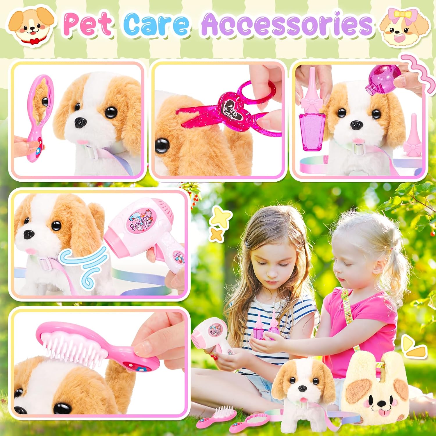 Ninaor Plush Dog Toy with Crossbody Bag and Accessories 1