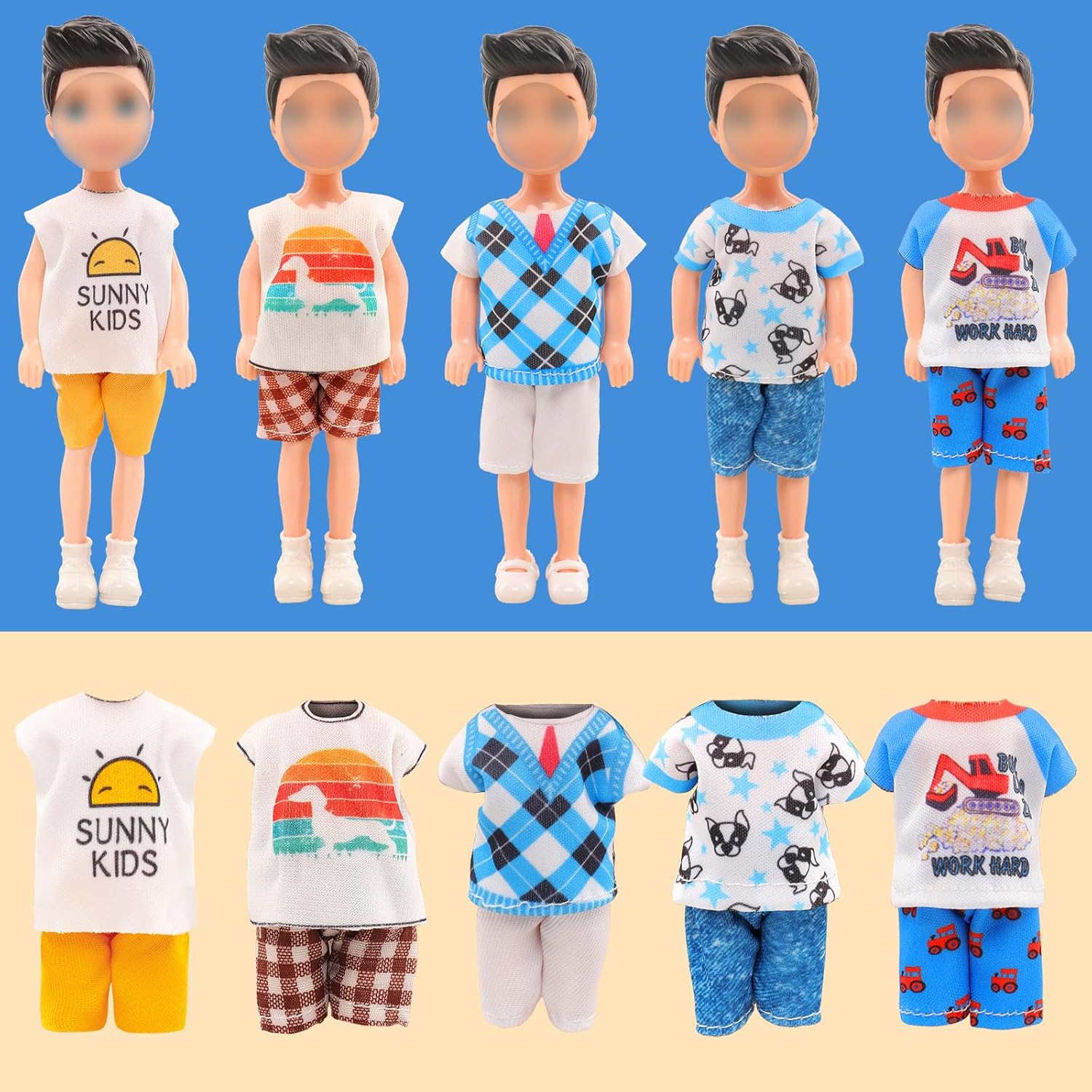 Miunana 12 PCS Boy Doll Clothes 53 Inch 10 Sets Casual Wear