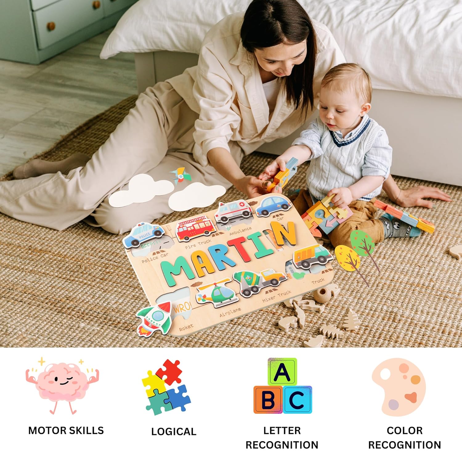 Personalized Name Puzzle for Toddlers - Custom Animal Design