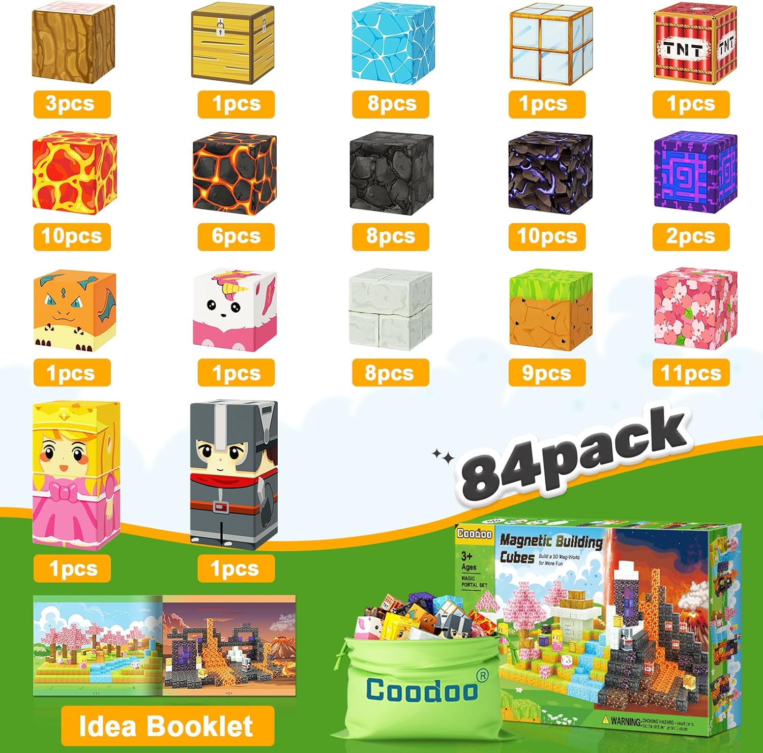Coodoo Magnetic Blocks - 84PCS Portal World Magic Set