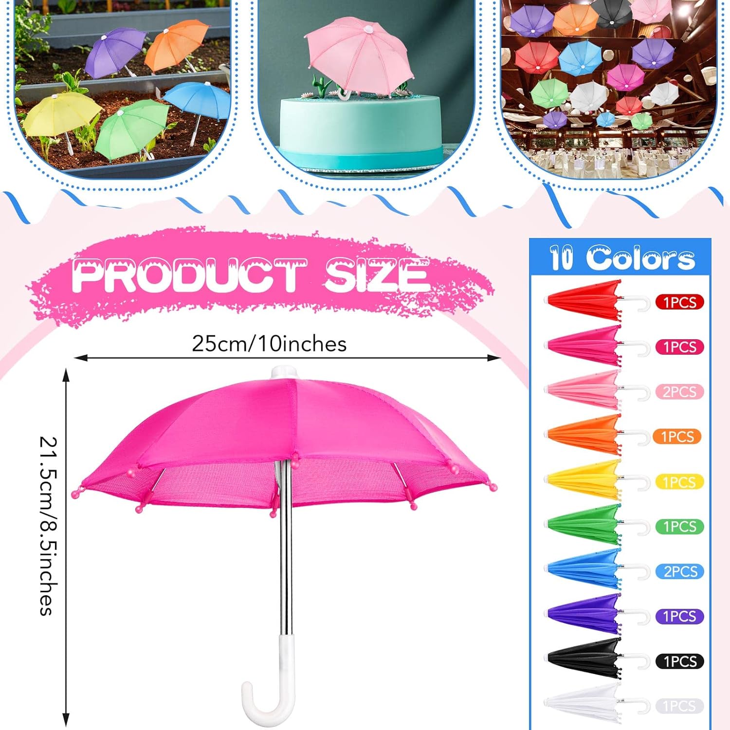 Lenwen 12 Pcs Girl Doll Mini Umbrellas 16 Scale