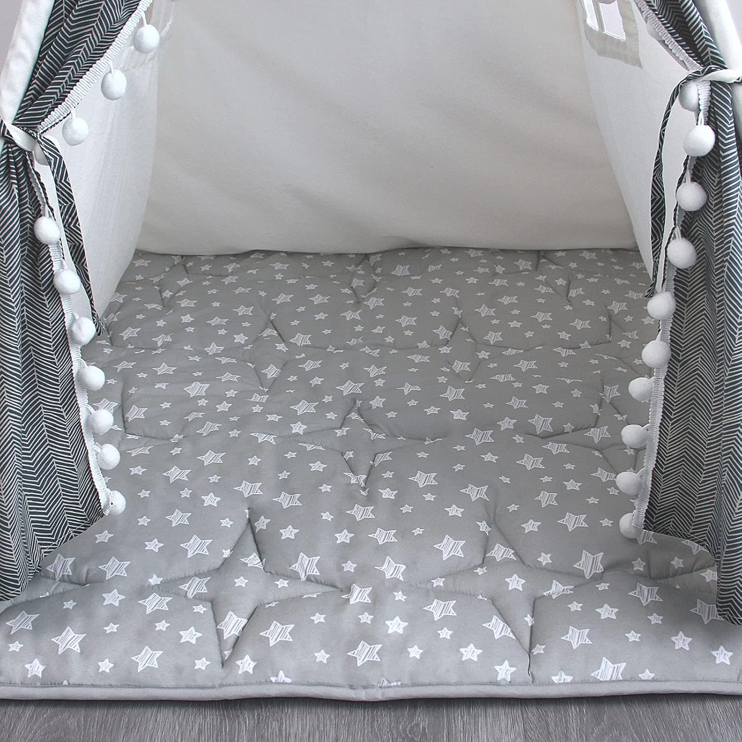 Moonsea Teepee Play Tent Mat 43x43 Quilted Square Pad with Non-Slip Backing
