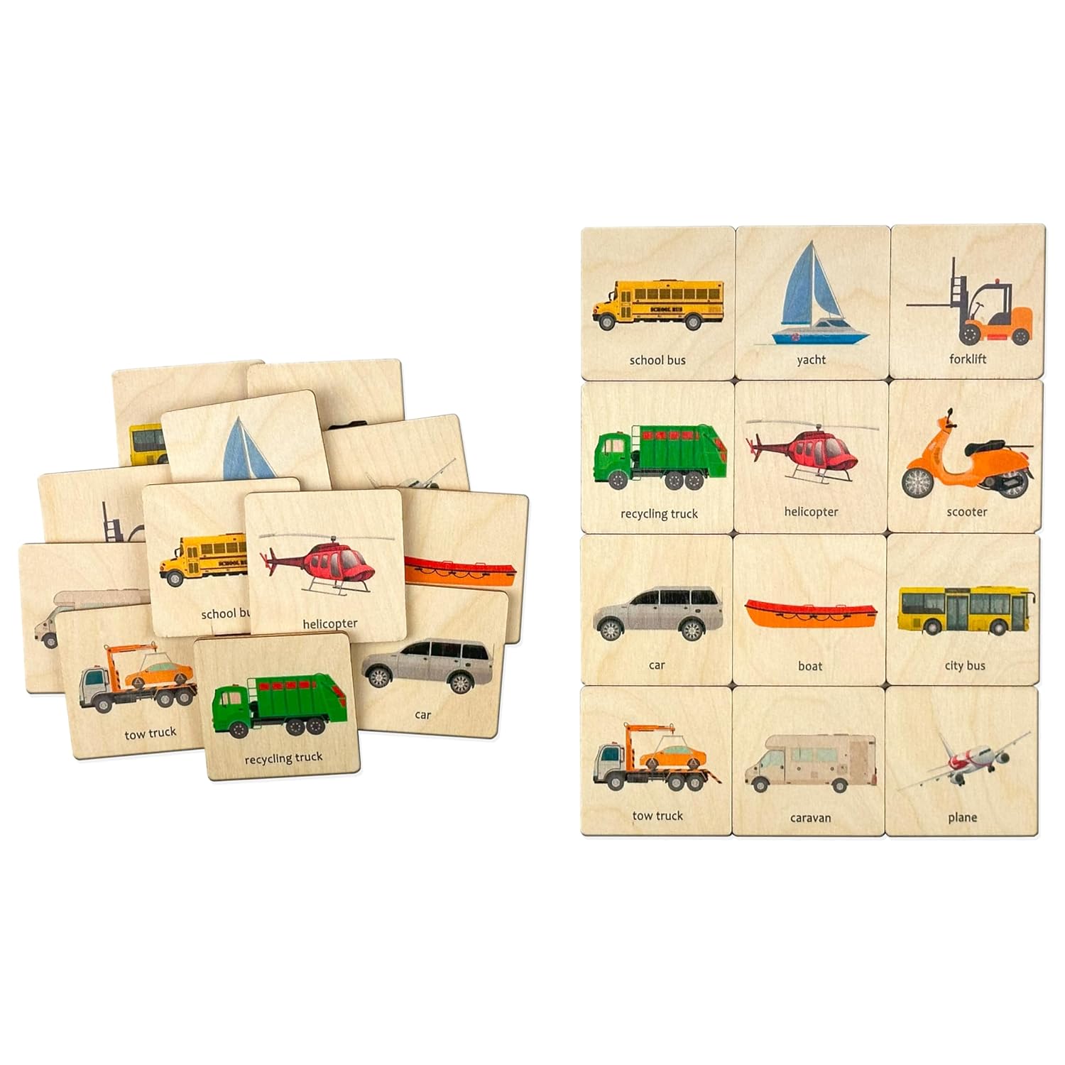 Montessori Wooden Transport Puzzle - Memory Game for Toddlers