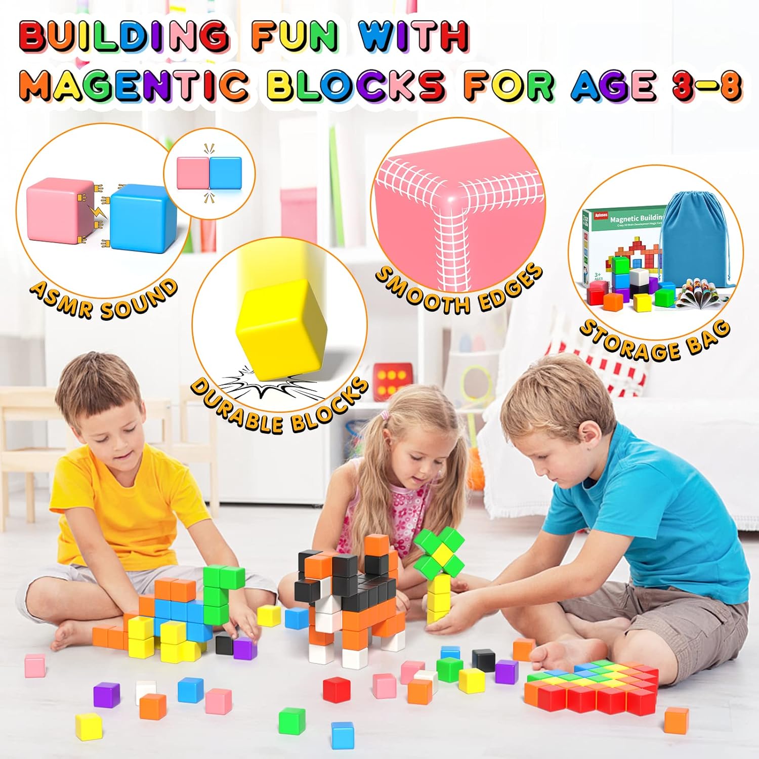 54PCS Magnetic Blocks for Kids Ages 3-5
