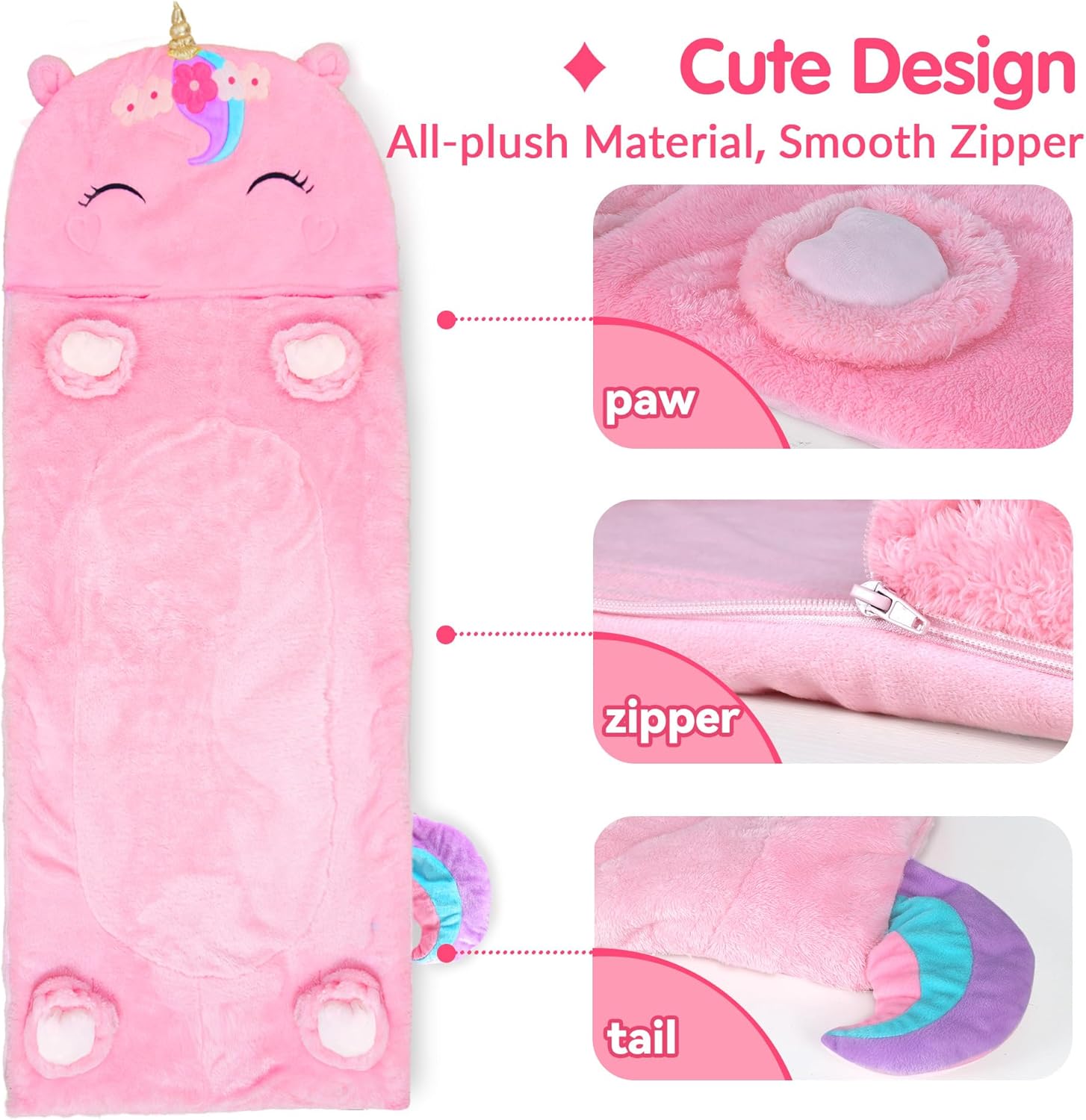 iPlay iLearn Kids Unicorn Sleeping Bag 2 In 1 1