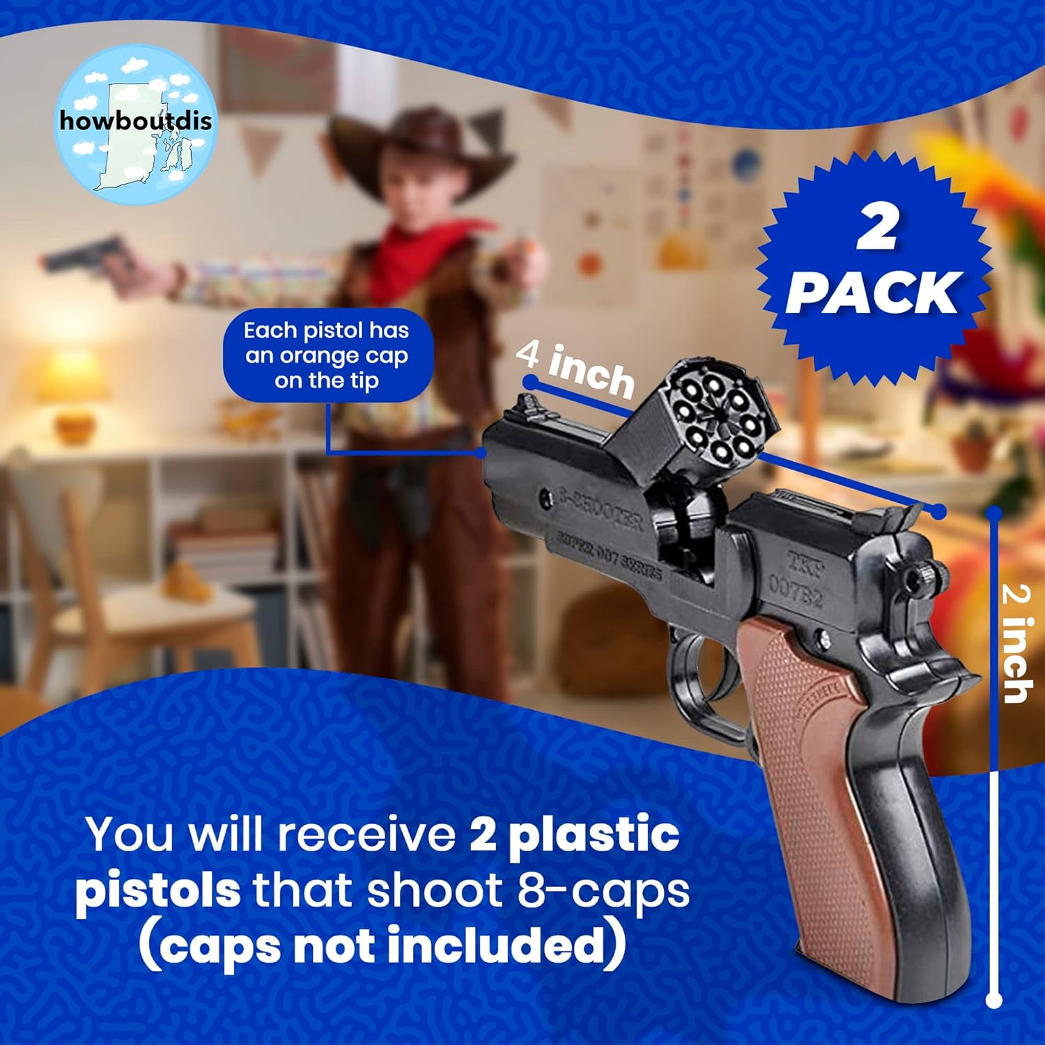 Howboutdis Cap Plastic Pistol Toy Gun Set for Kids