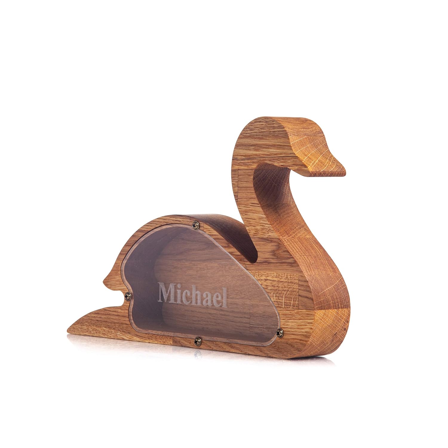 Wood Piggy Bank Swan - Montessori Wooden Gift for Kids
