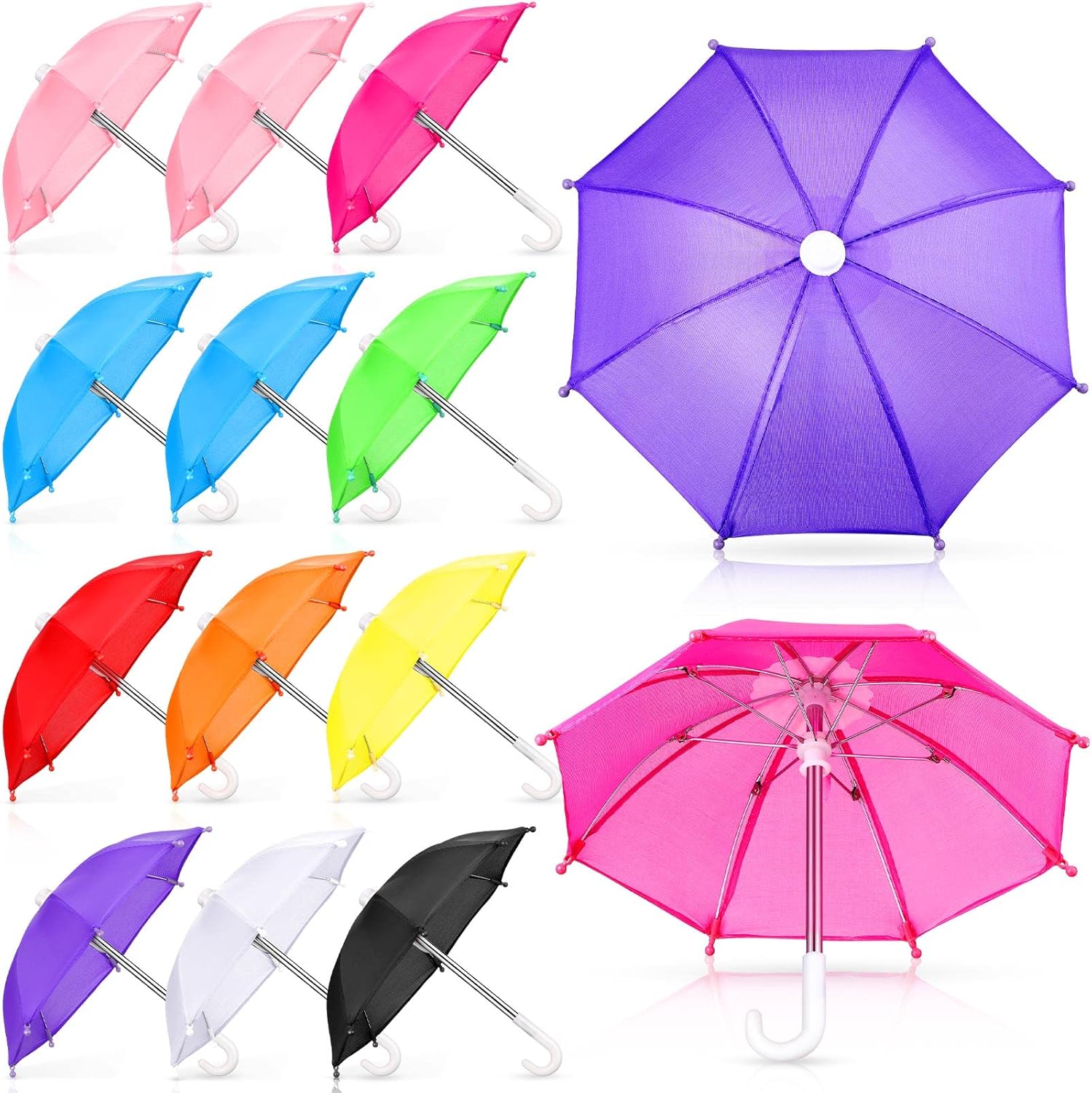 Lenwen 12 Pcs Girl Doll Mini Umbrellas 16 Scale