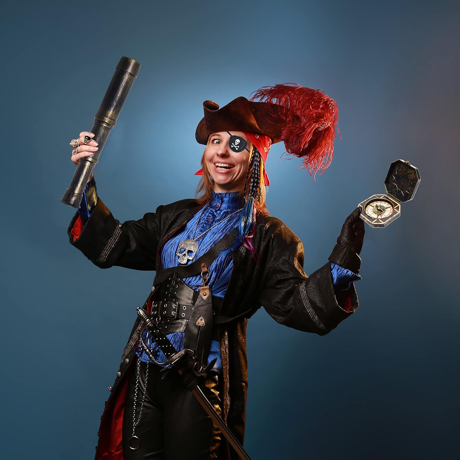 Eco-Fused Pirate Themed Telescope Compass Prop Set