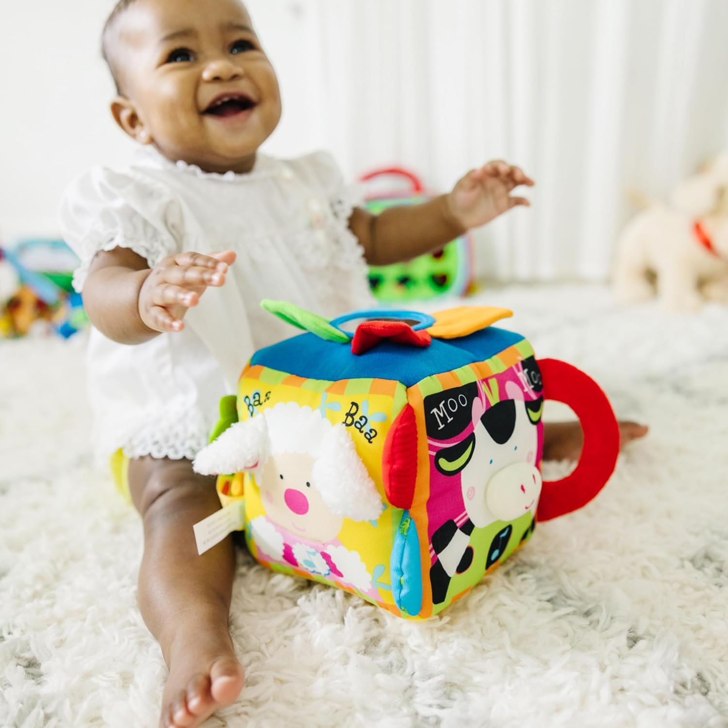 Melissa Doug Musical Farmyard Cube Baby Toy