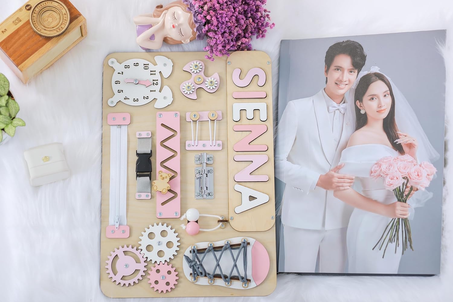 Custom Name Puzzle for Toddlers Wooden Busy Board