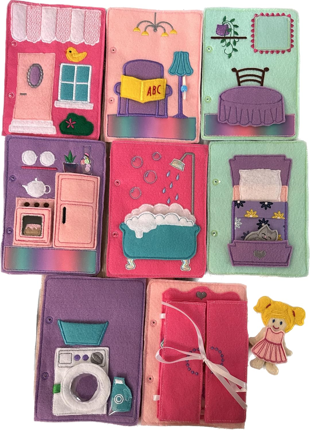 Handmade Portable Felt Dollhouse Book for Kids