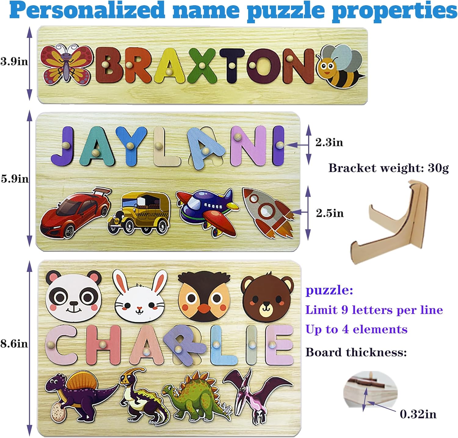 Personalized Kids Name Puzzle for Toddlers 24 Months