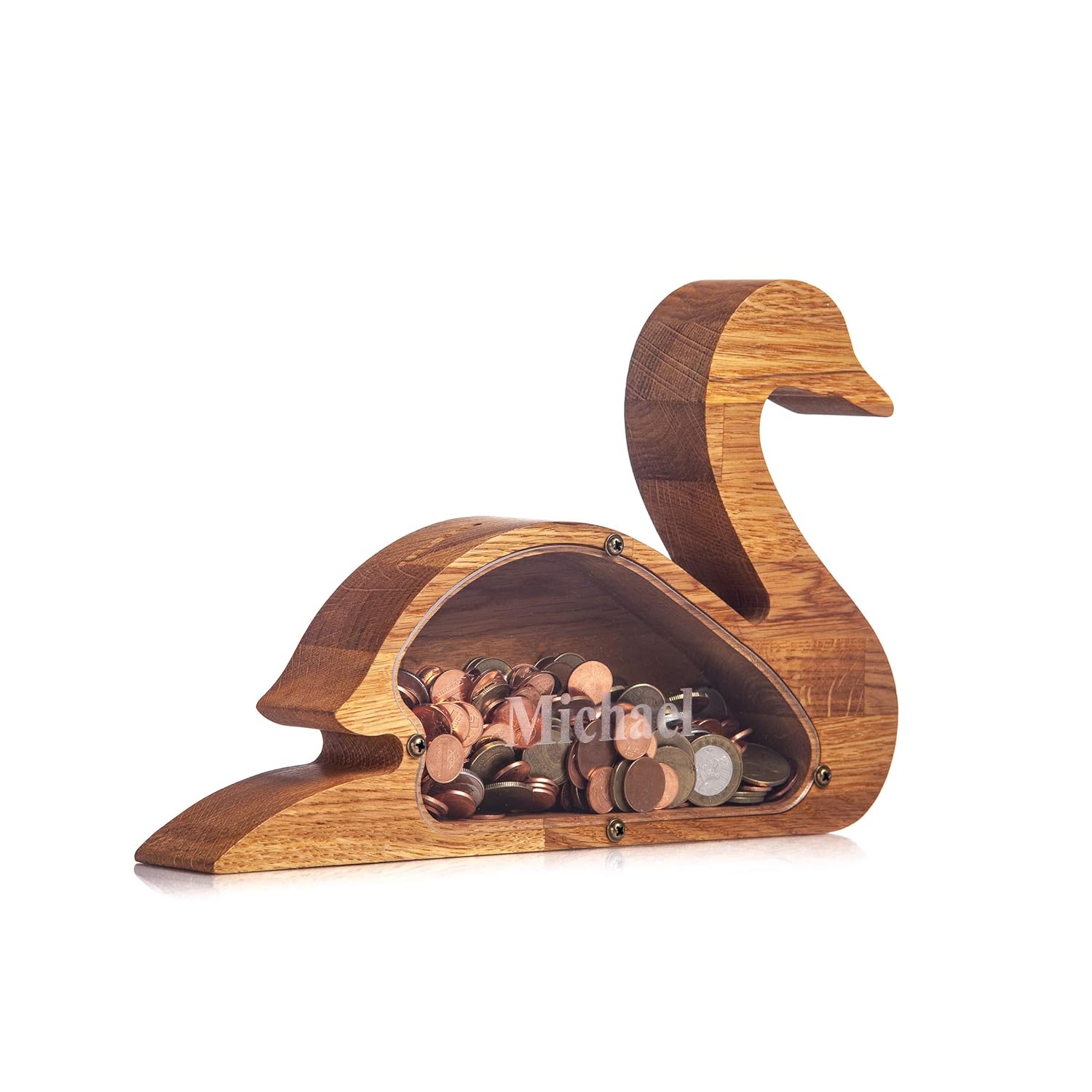 Wood Piggy Bank Swan - Montessori Wooden Gift for Kids