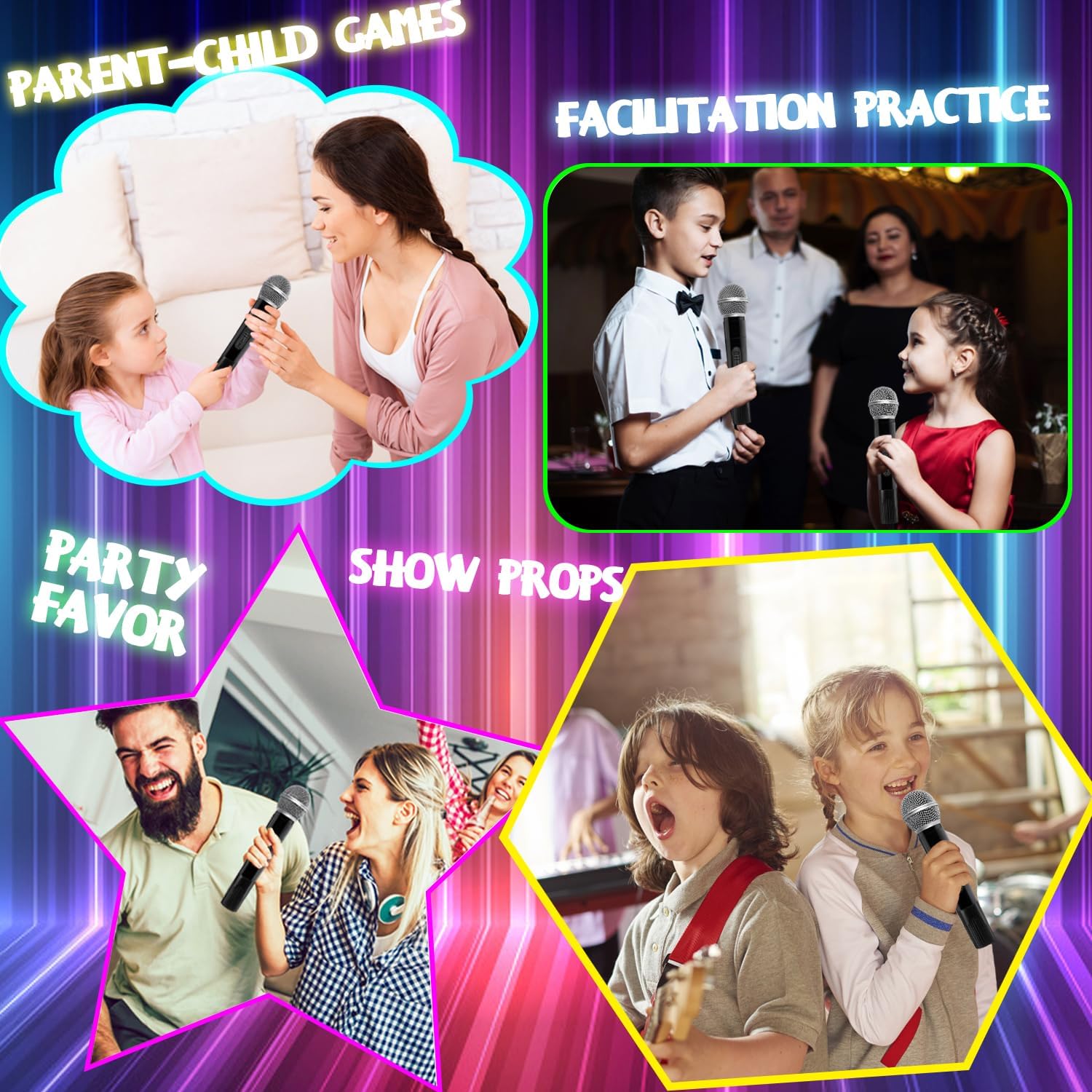 3PCS Fake Microphone Toy for Kids - Halloween Birthday Karaoke Costume Prop
