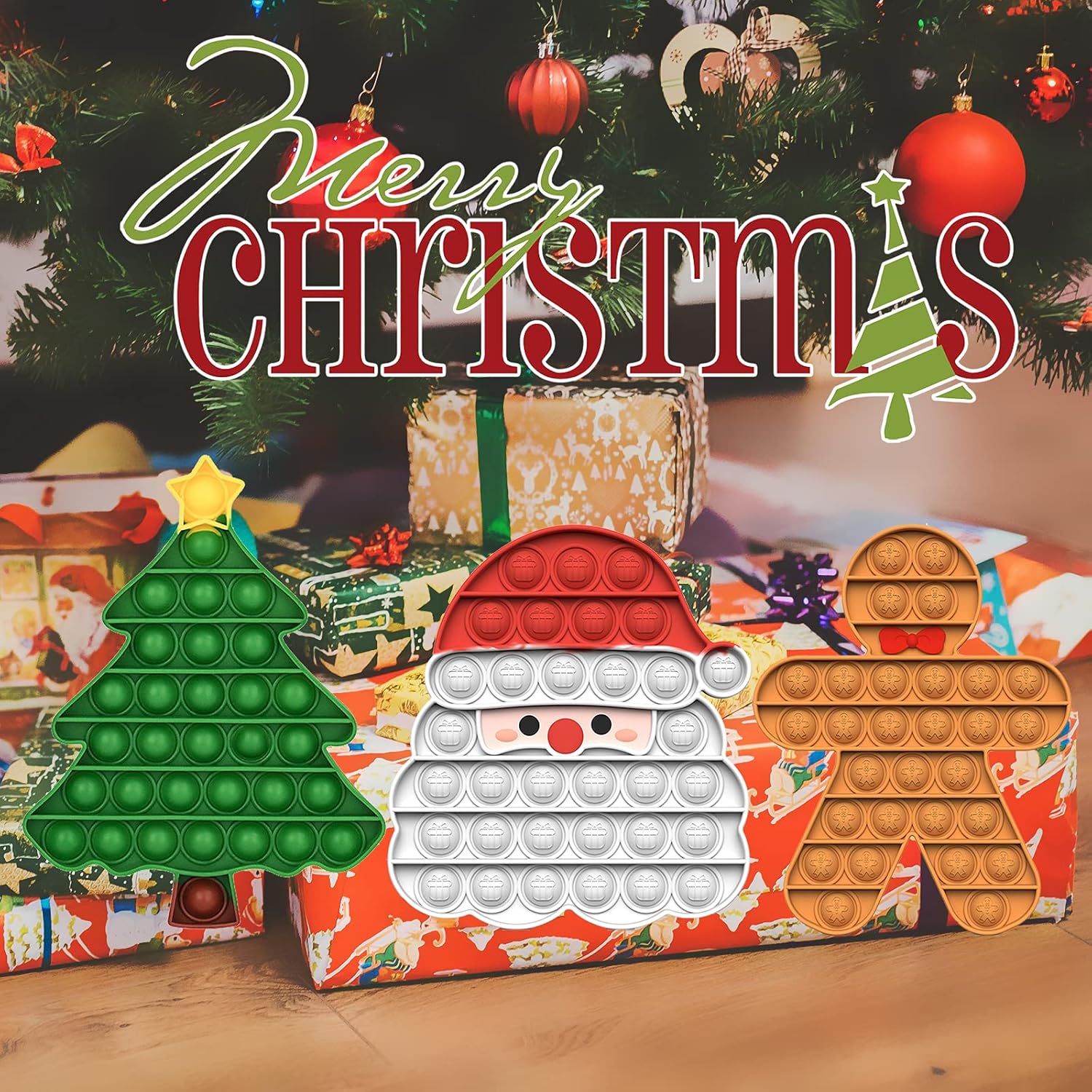 Amplelife Christmas Pop Fidget Toys - Santa Gingerbread Man