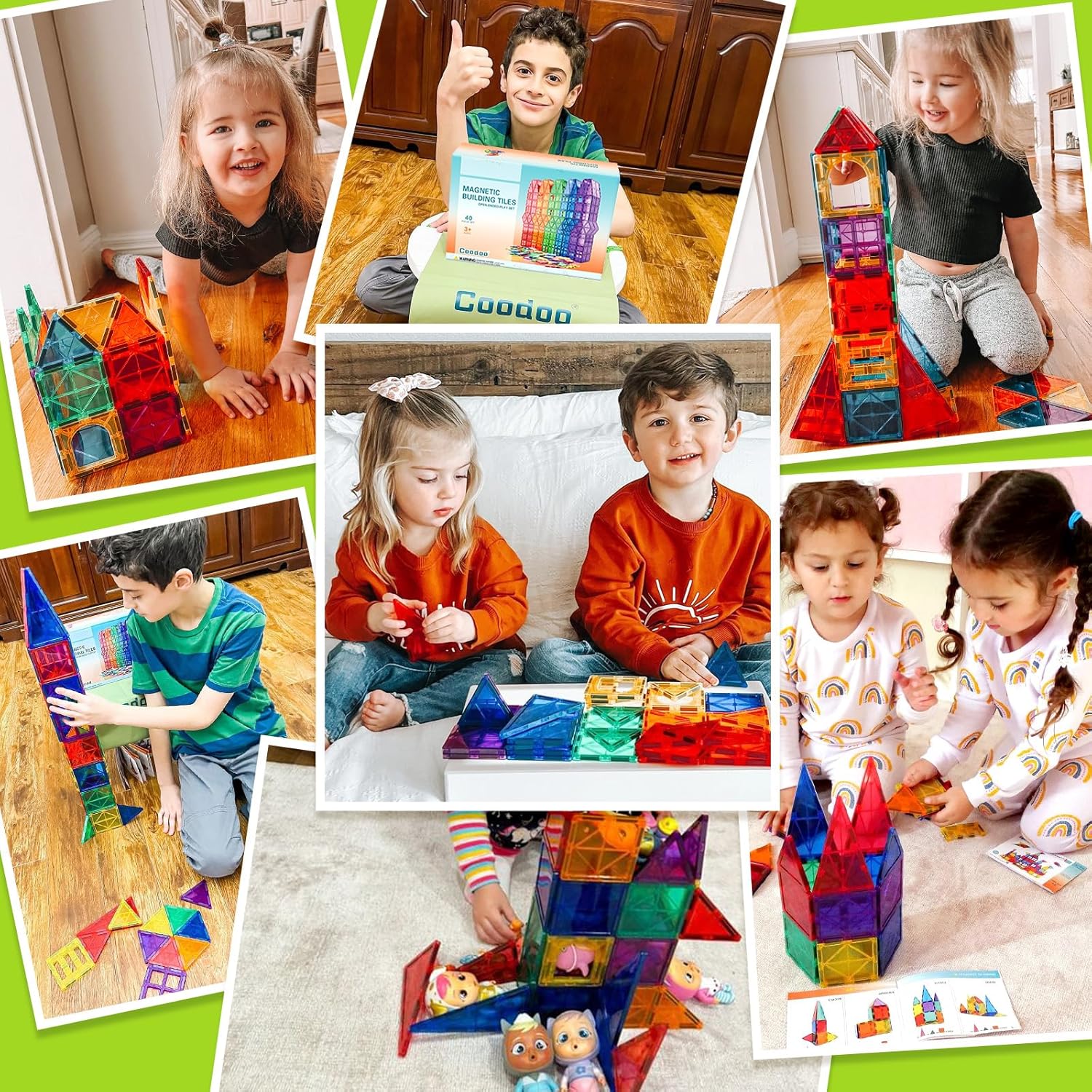 Coodoo Magnetic Tiles STEM Learning Toy for Kids 40PCS