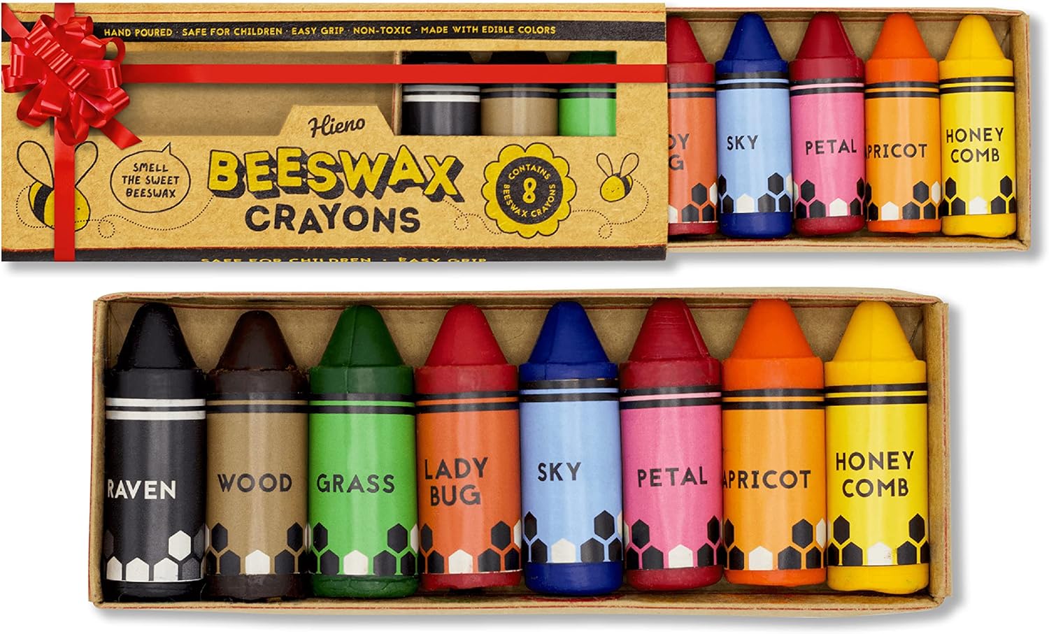 Hieno 100 Pure Beeswax Crayons - Natural Jumbo Sizes for Toddlers