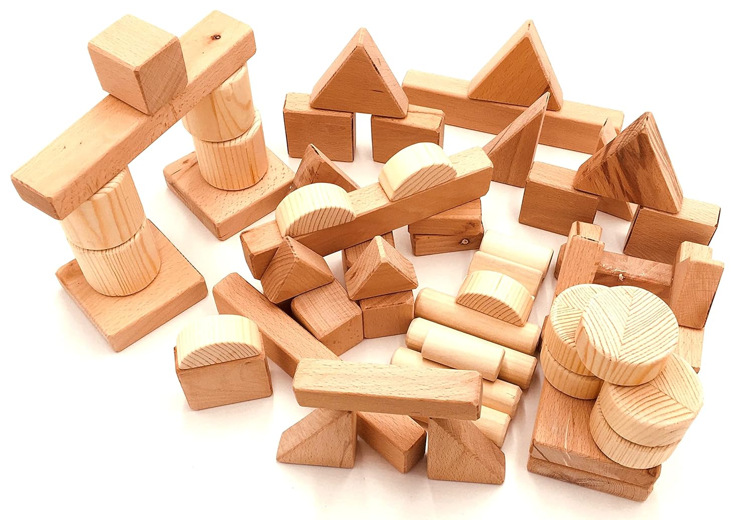 Wooden Toy Building Blocks Set of 60