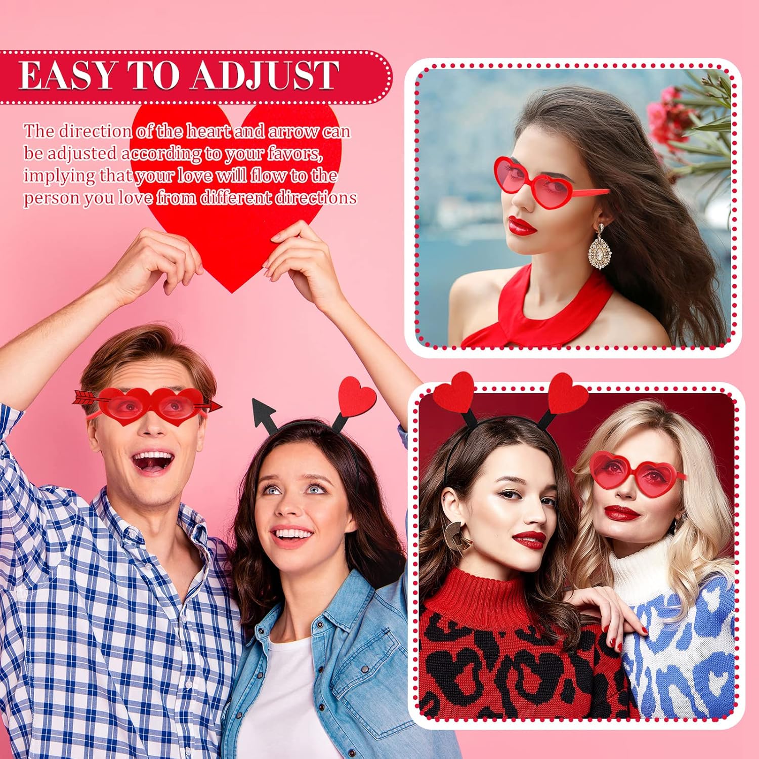4 Pieces Heart Headband Sunglasses Valentine Set