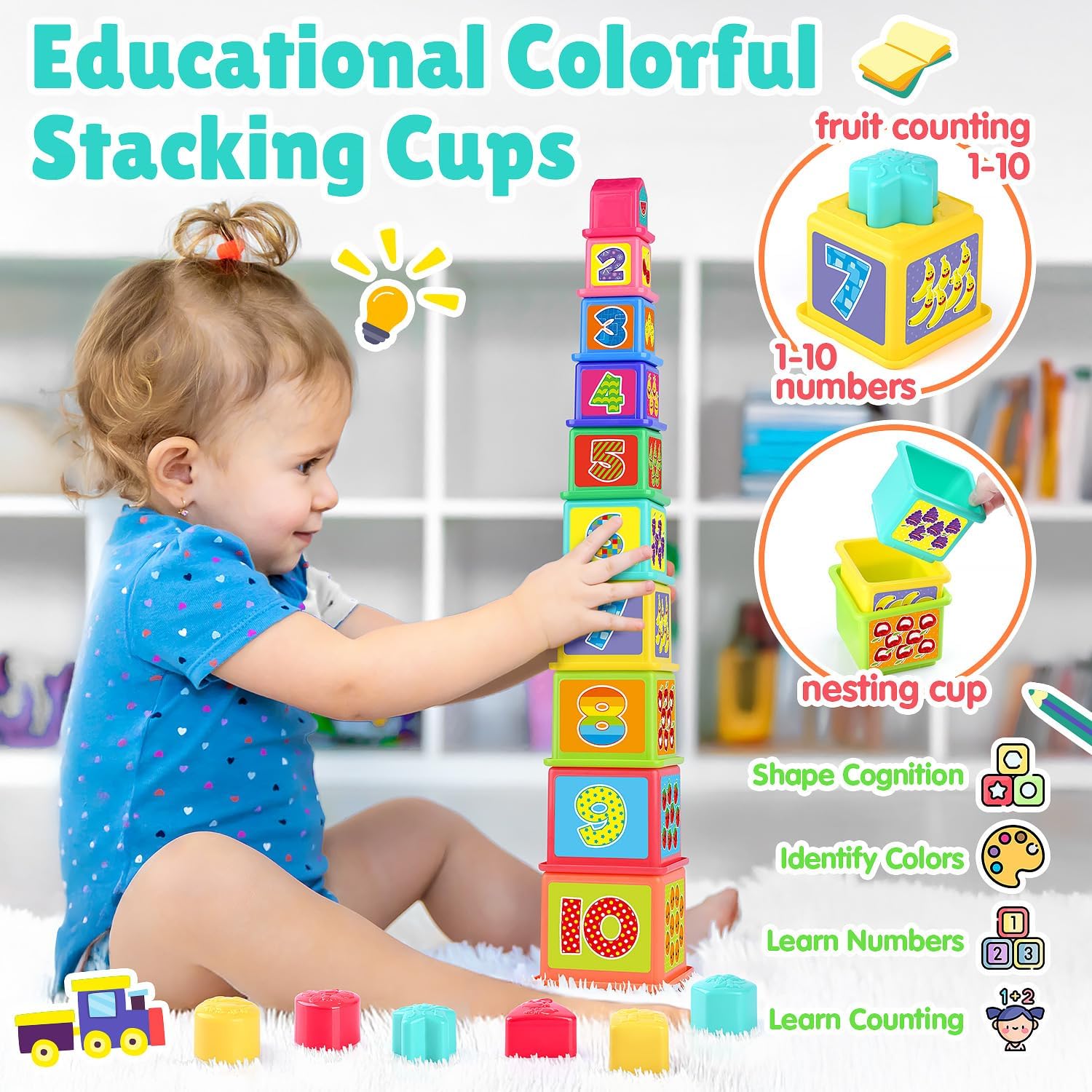 3-in-1 Montessori Toddler Toy for 1-3 Year Olds