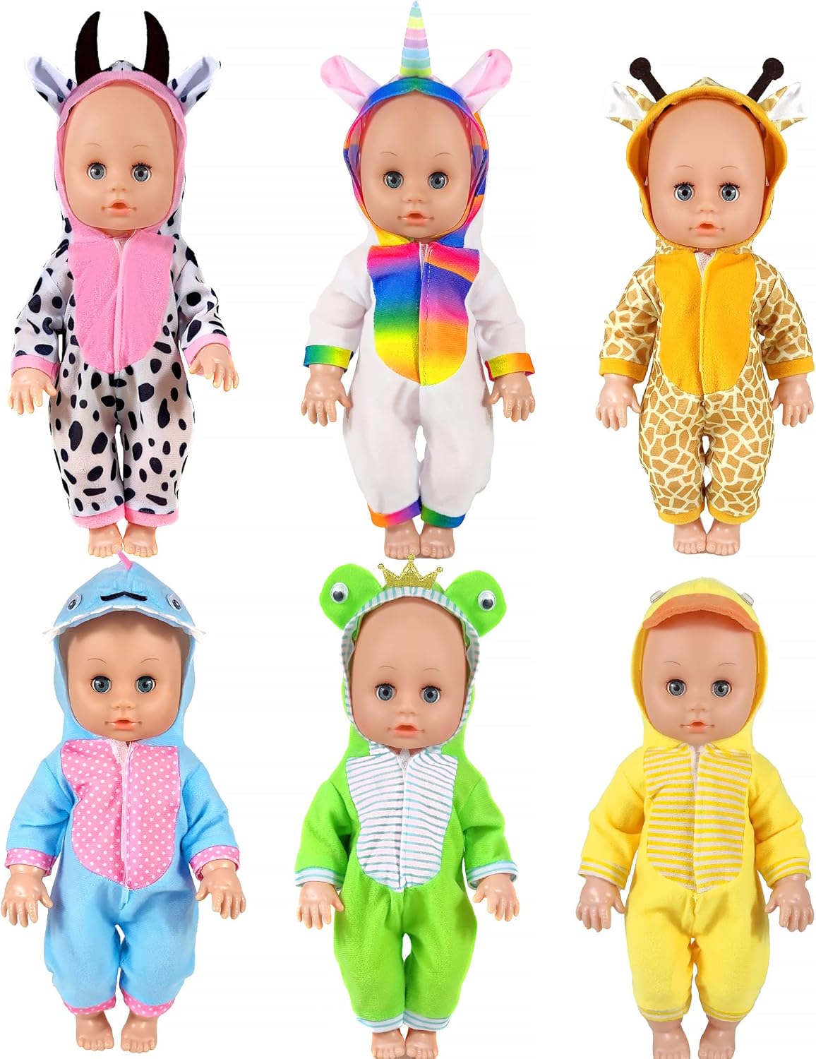 12 Inch Baby Doll Clothes 6 Sets Animal Themed