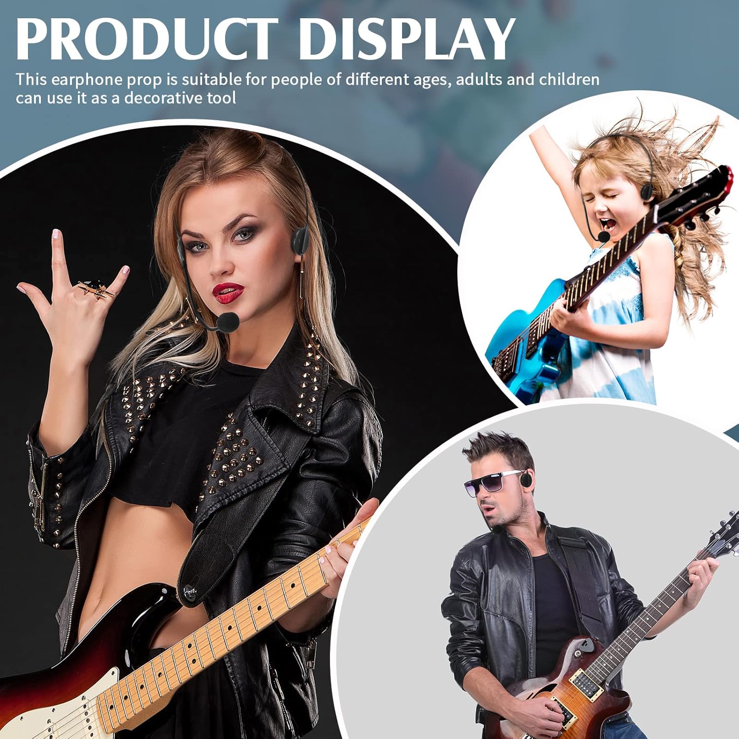 Zhanmai 4 Pcs Black Microphone Headset Costume Props