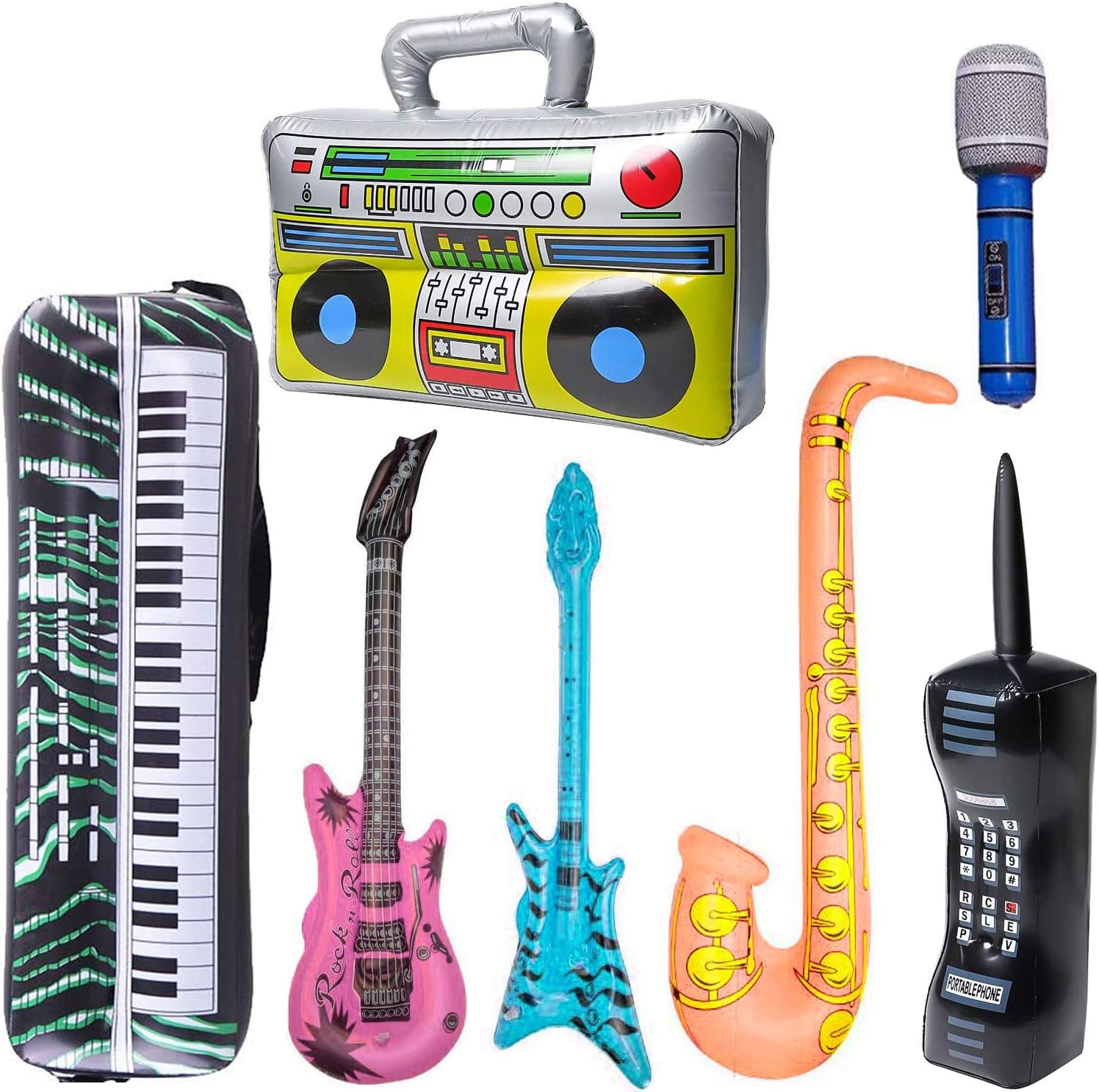WedFeir 7 Pack Inflatable Rock Star Toys Set