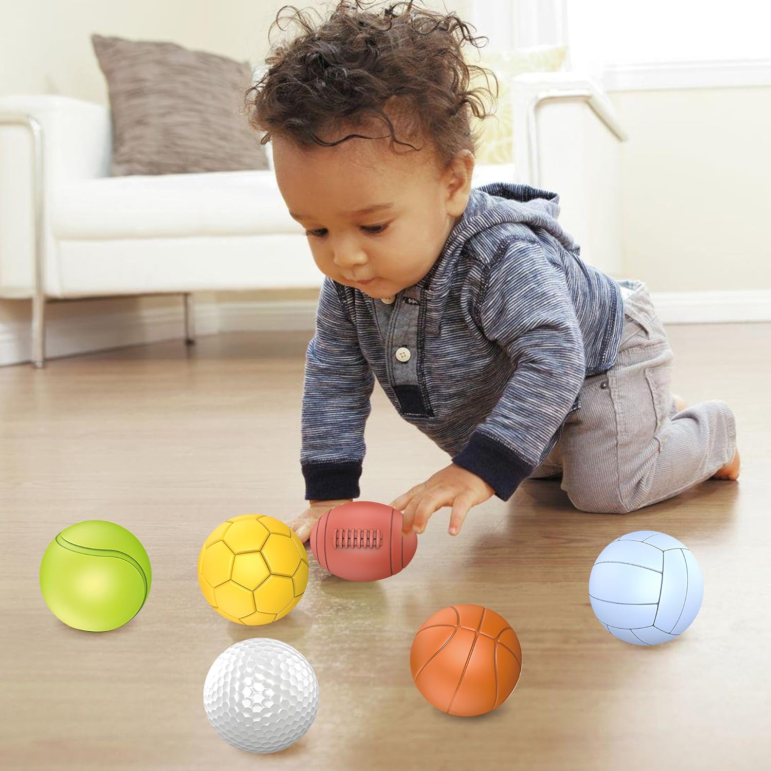 ROHSCE Baby Sensory Balls 6 in 1 Soft Rubber Toy Set