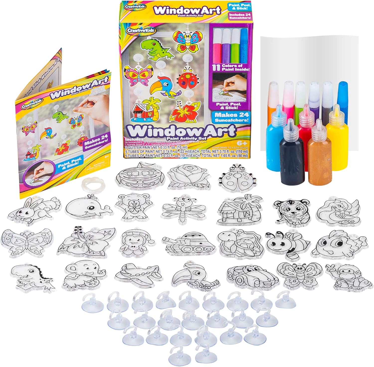 Creative Kids Window Paint Art Kit - 24 Suncatchers Set