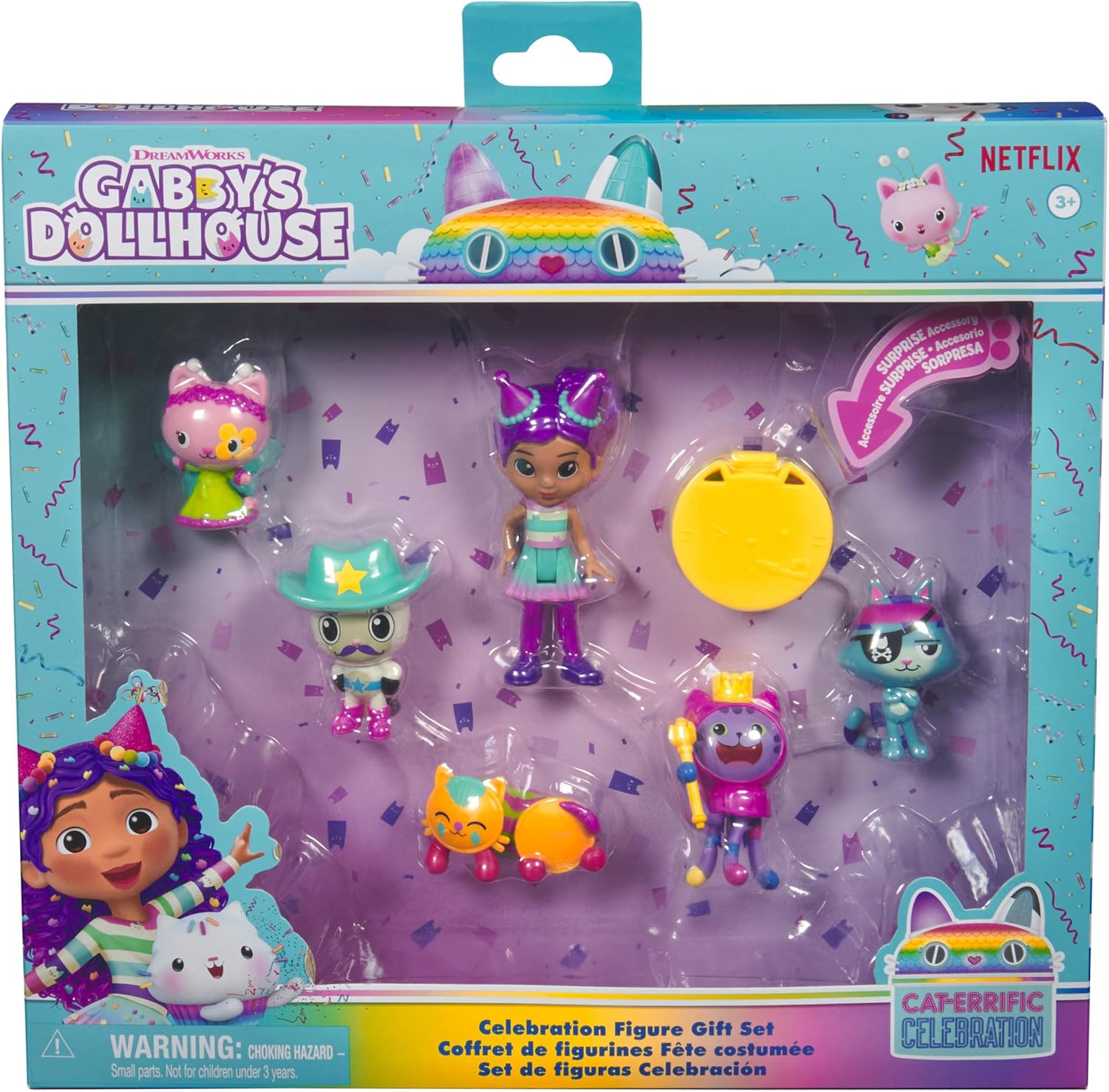 Gabbys Dollhouse Celebration Figures 5-Pack with Surprise Toys