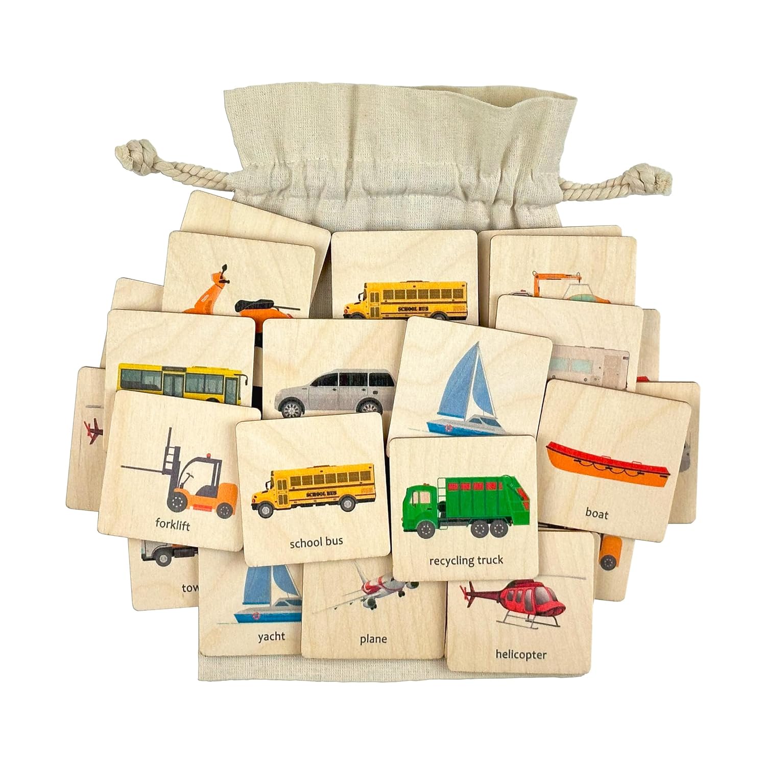 Montessori Wooden Transport Puzzle - Memory Game for Toddlers