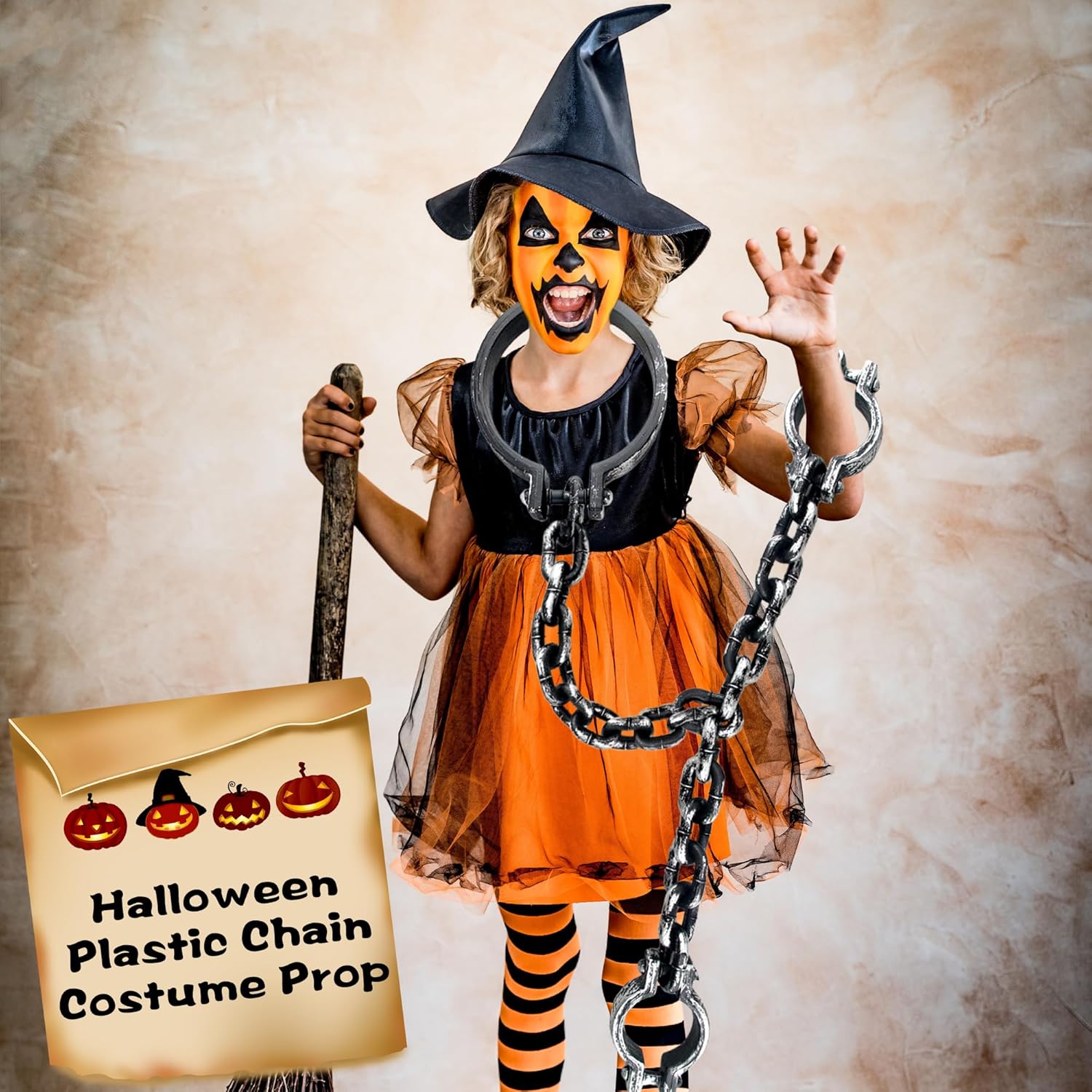 Plukeen 3 Pcs Jumbo Plastic Chain Costume Prop