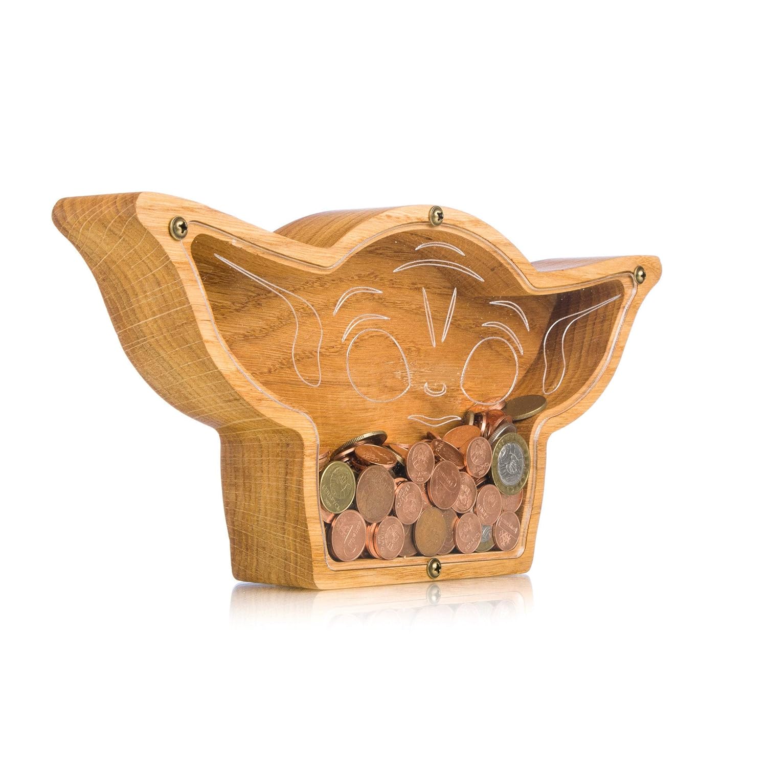 Wood Piggy Bank Alien with Big Ears - Kids Adult Money Box