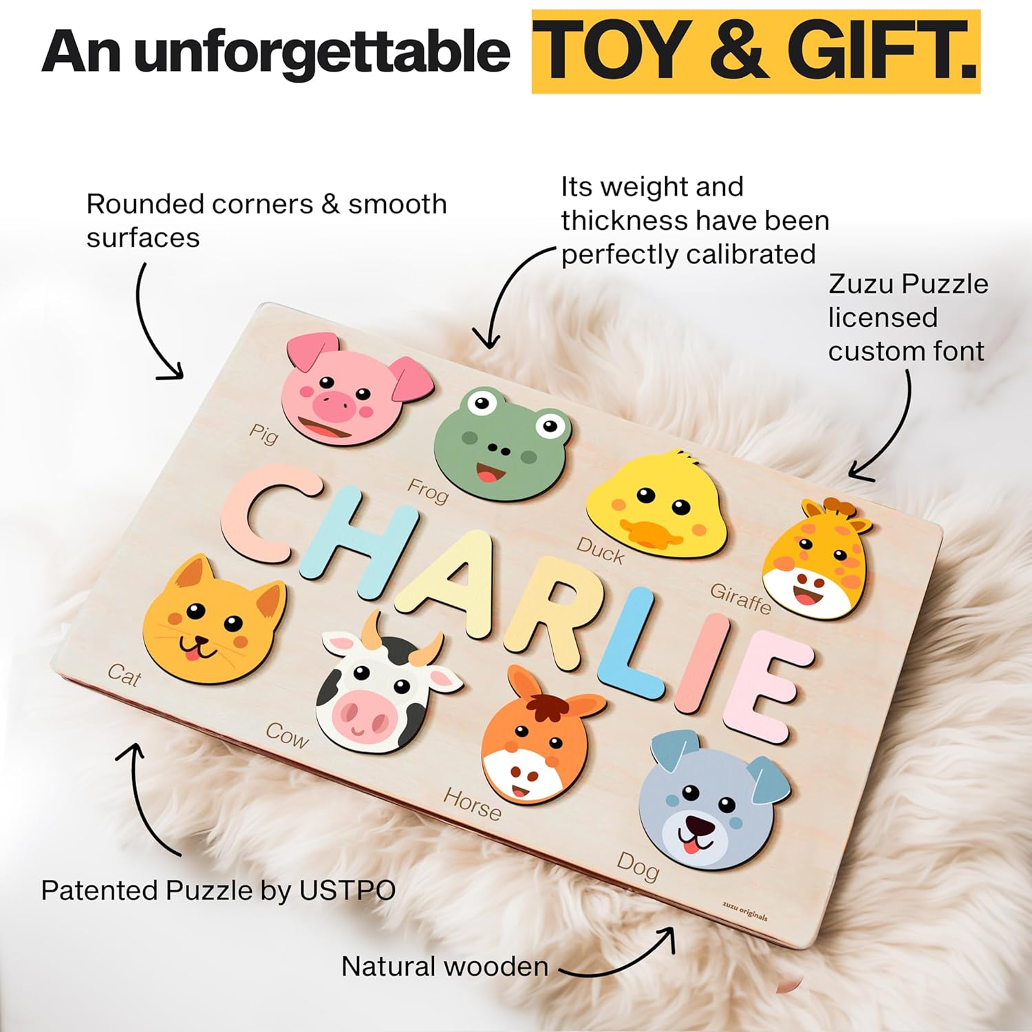 Zuzu Puzzle Personalized Name Toy for Kids 1-3 Years Old