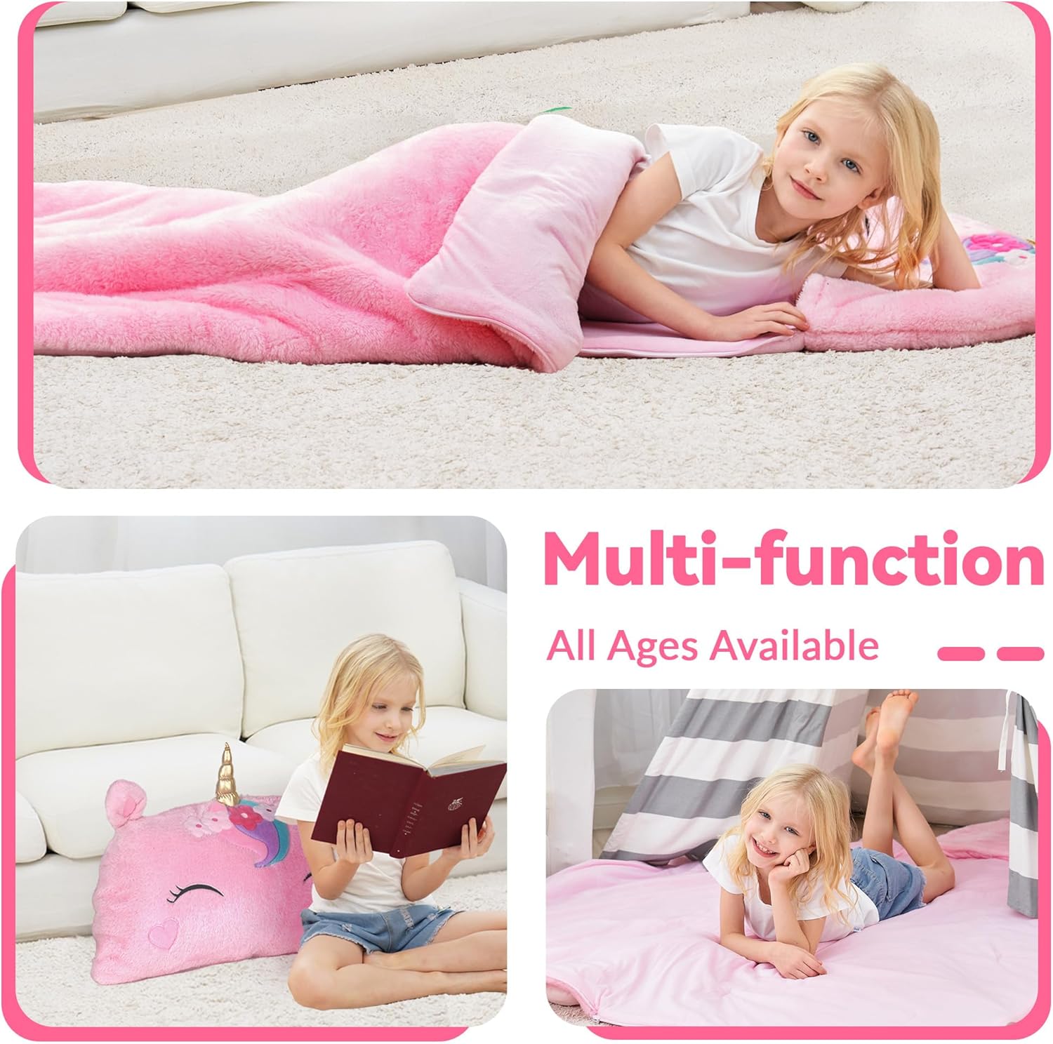 iPlay iLearn Kids Unicorn Sleeping Bag 2 In 1 1