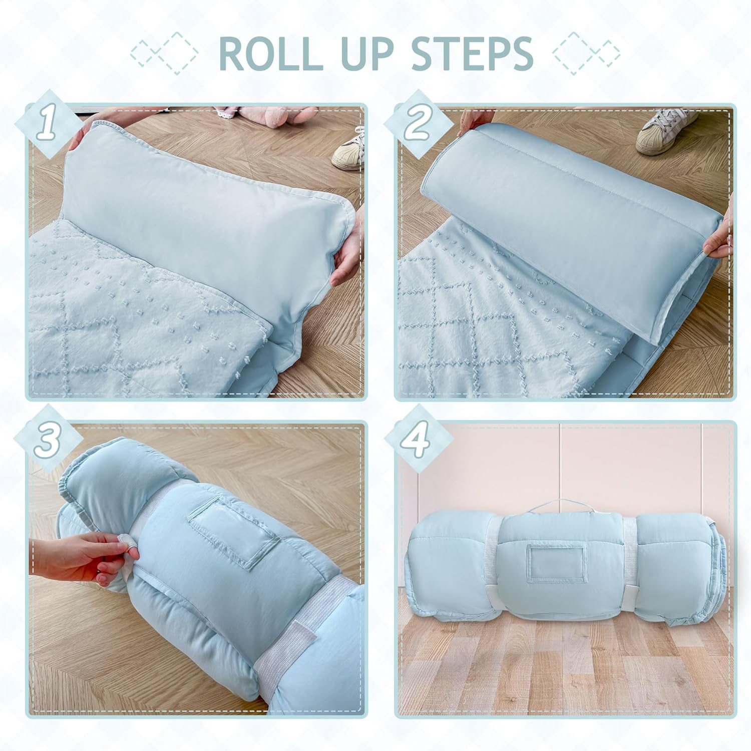 VIVILINEN Tufted Toddler Nap Mat with Pillow for Kids