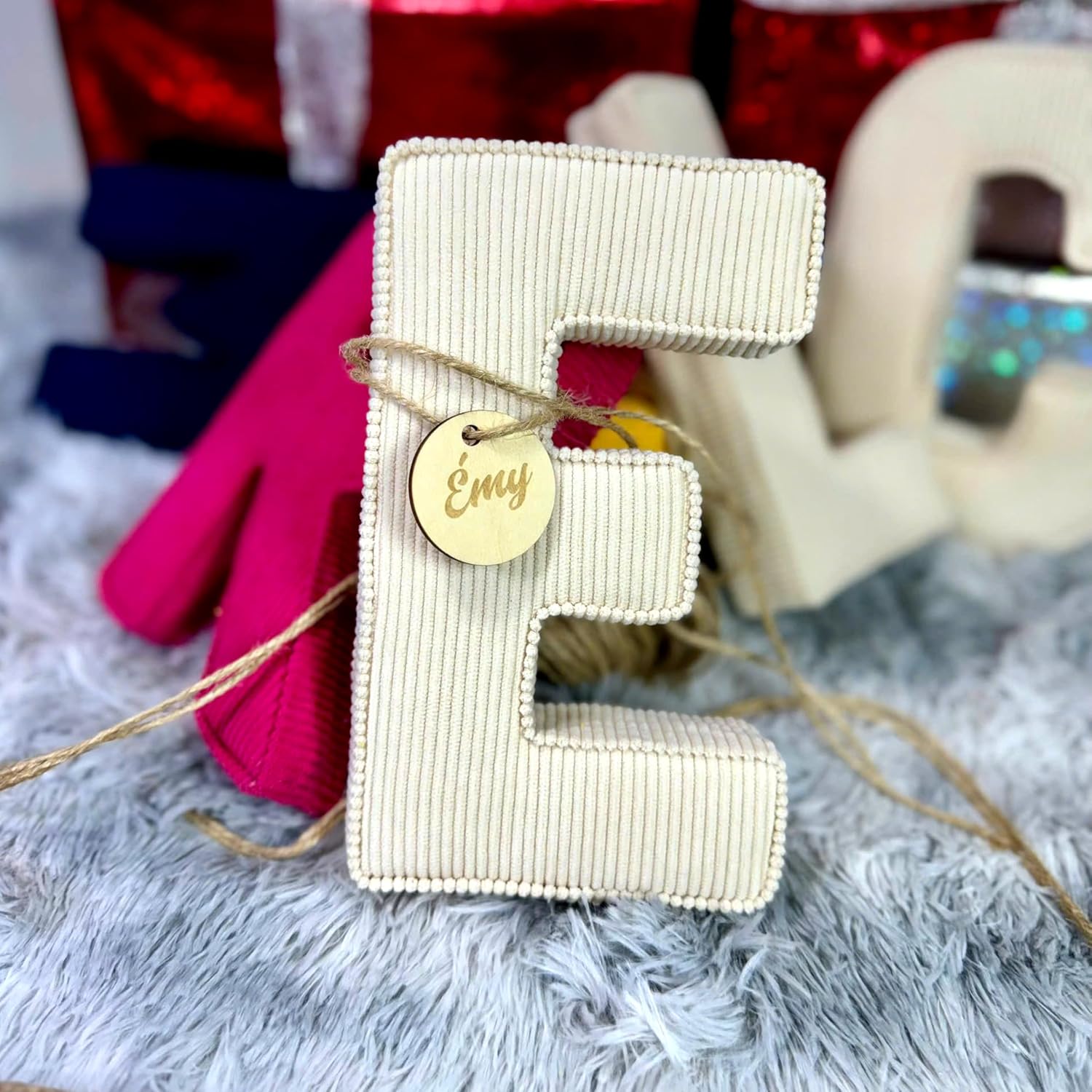 Corduroy Letters Wooden Sign for Kids and Baby