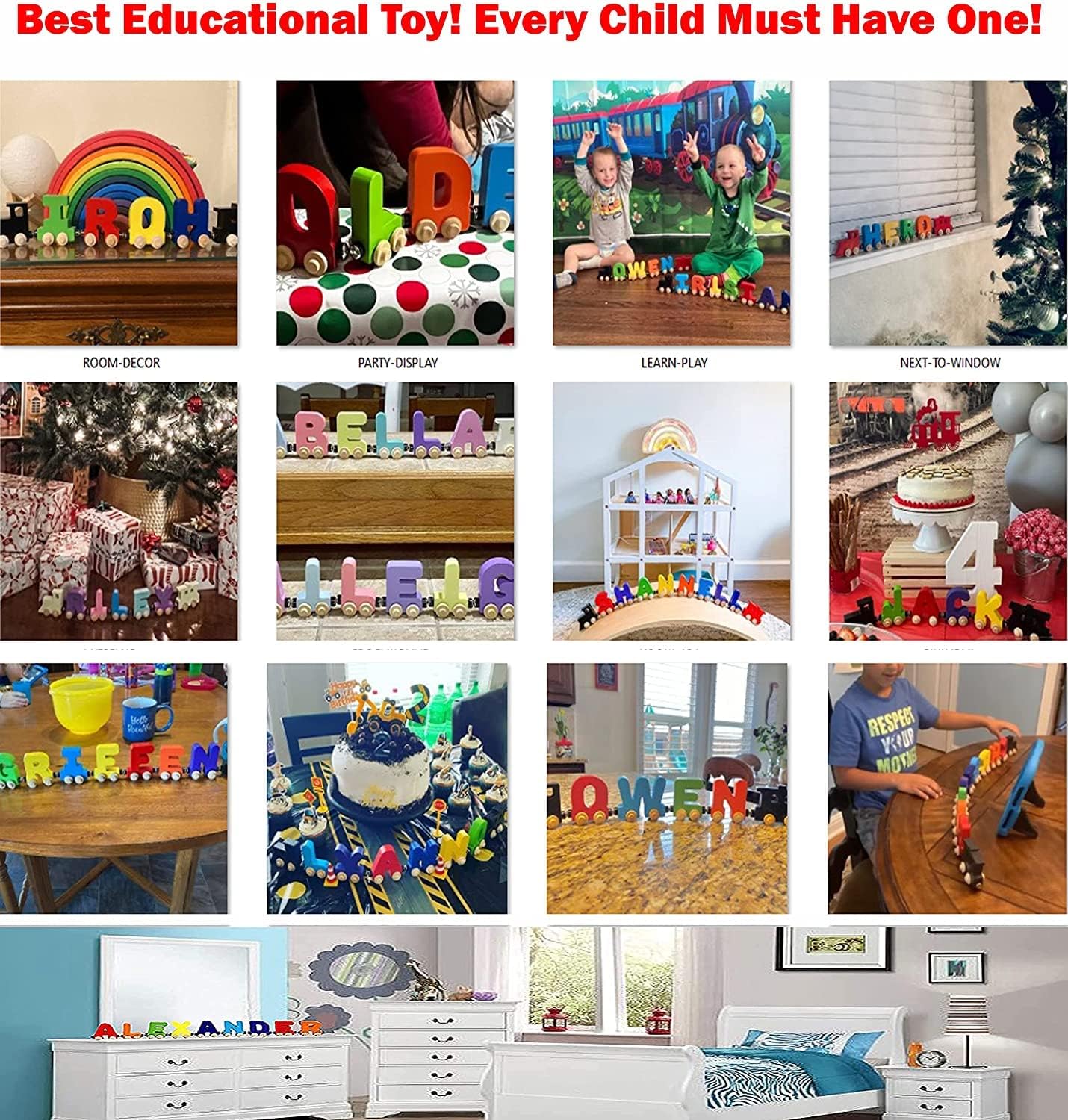 KIDZCO Wooden Trains Puzzle for Kids 1