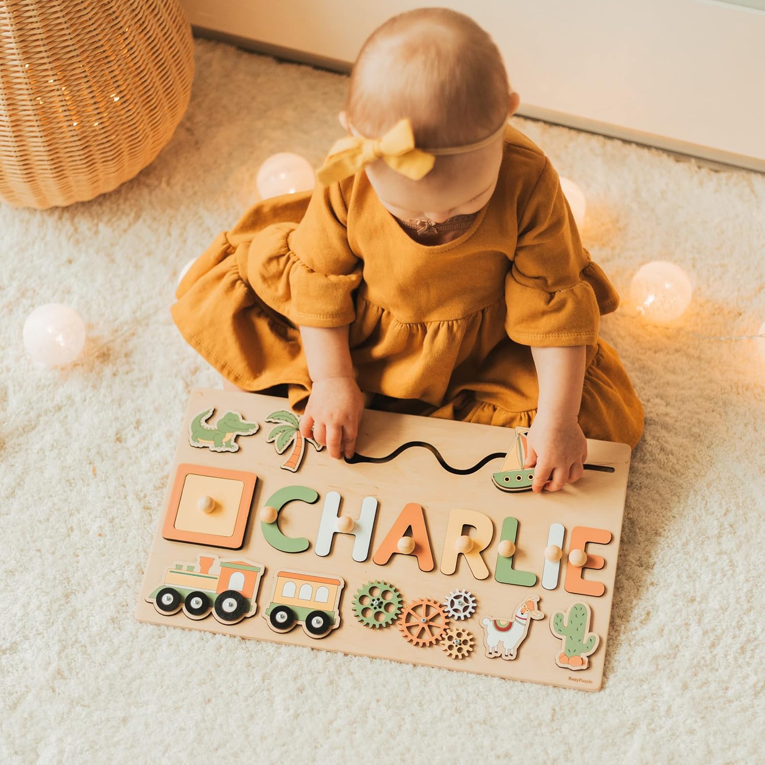 Busy Board For Toddler Girl Educational Wooden Toy