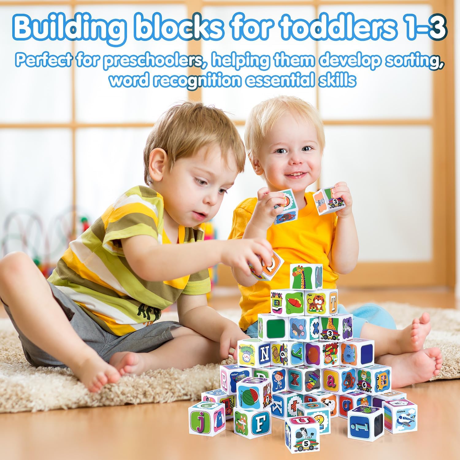 PLAY ABC Stacking Blocks 28PCS for Toddlers 1-3