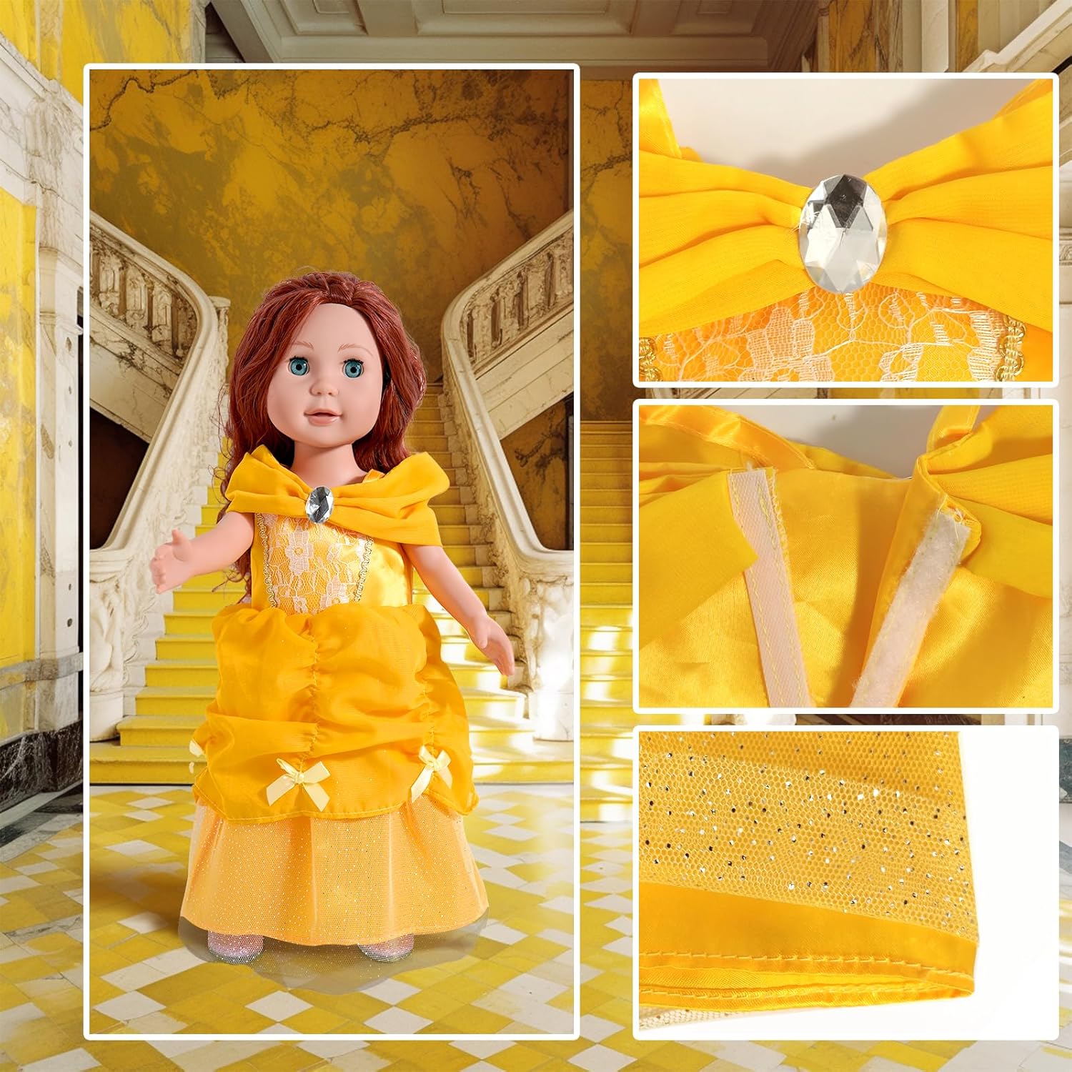 WONDOLL 18 Inch Princess Dress 6Pcs Costume Set