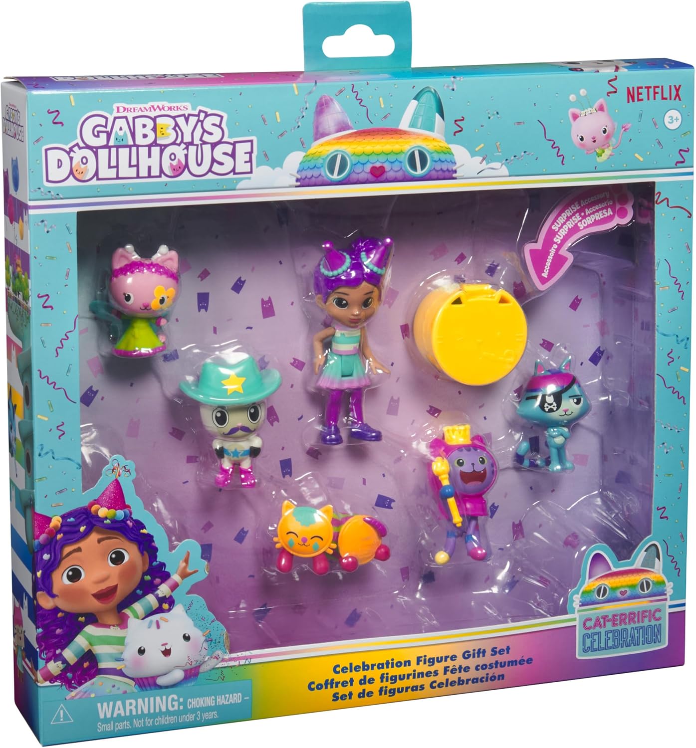 Gabbys Dollhouse Celebration Figures 5-Pack with Surprise Toys